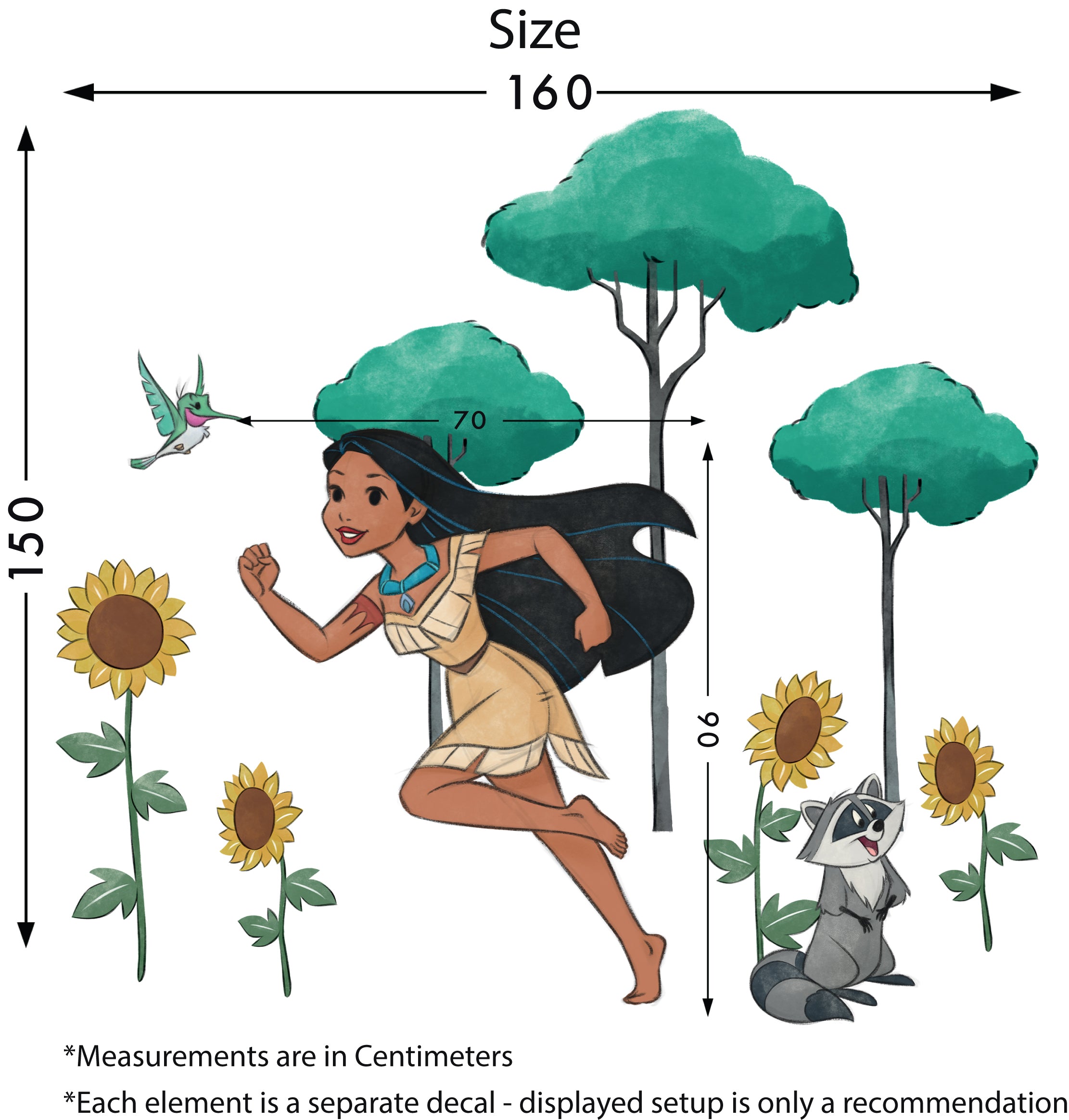 Pocahontas Disney Princess Scene Wall Decal Wall Sticker Kids Room Wall Art DSP35