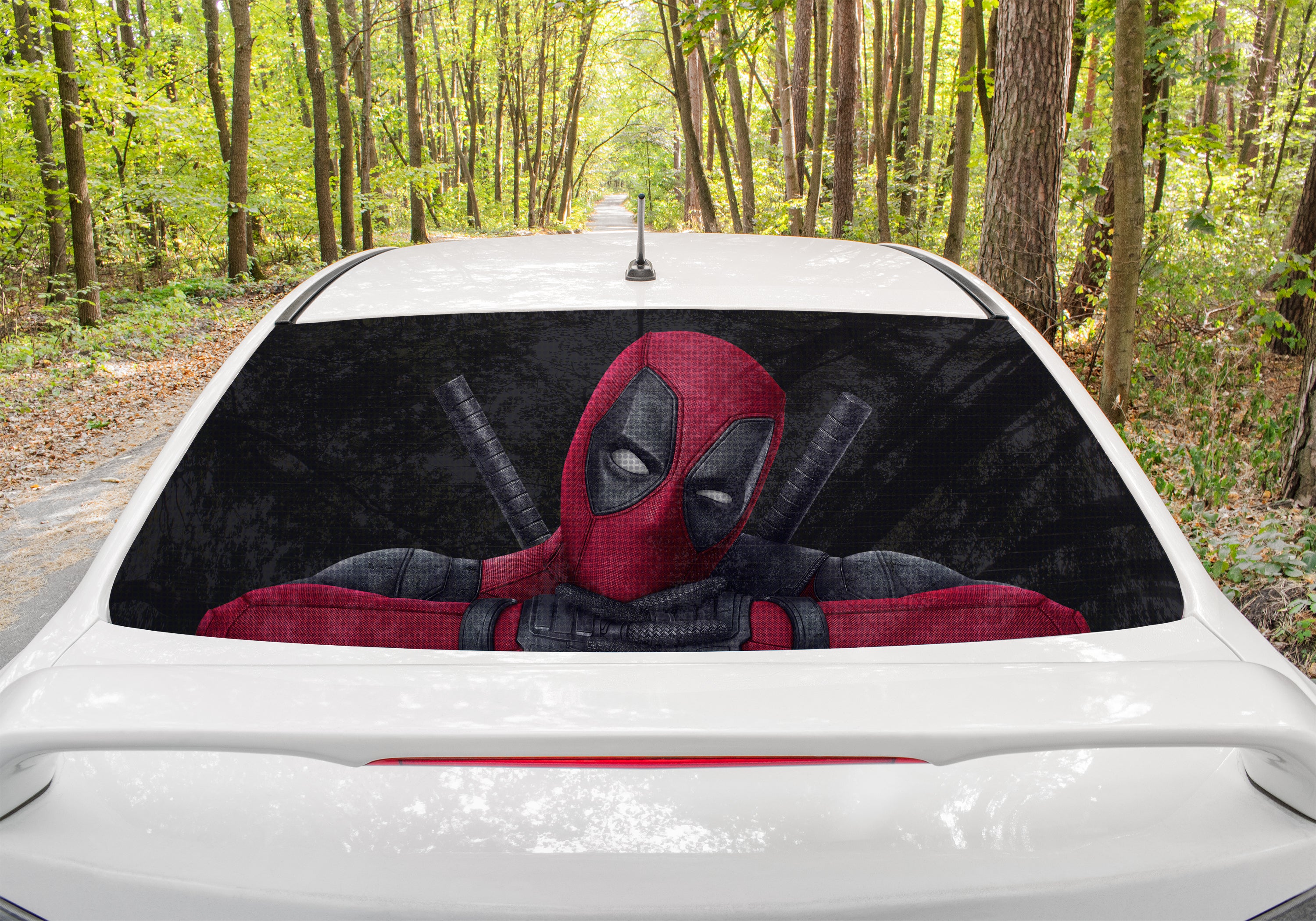 Deadpool Car Rear Window See-Through Net Decal DDP05