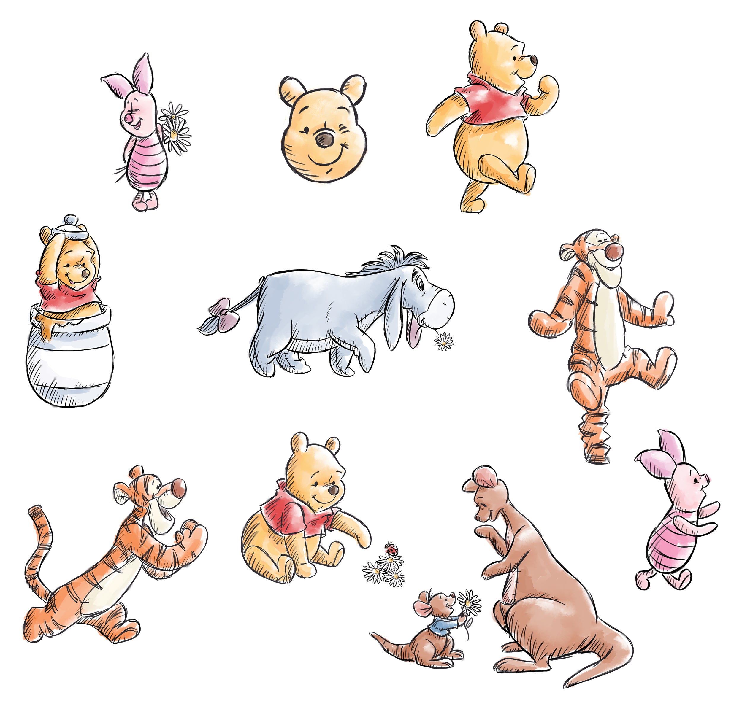 Winnie The Pooh Characters Set Wall Sticker Decal Kids Decor Art Kids WTP26