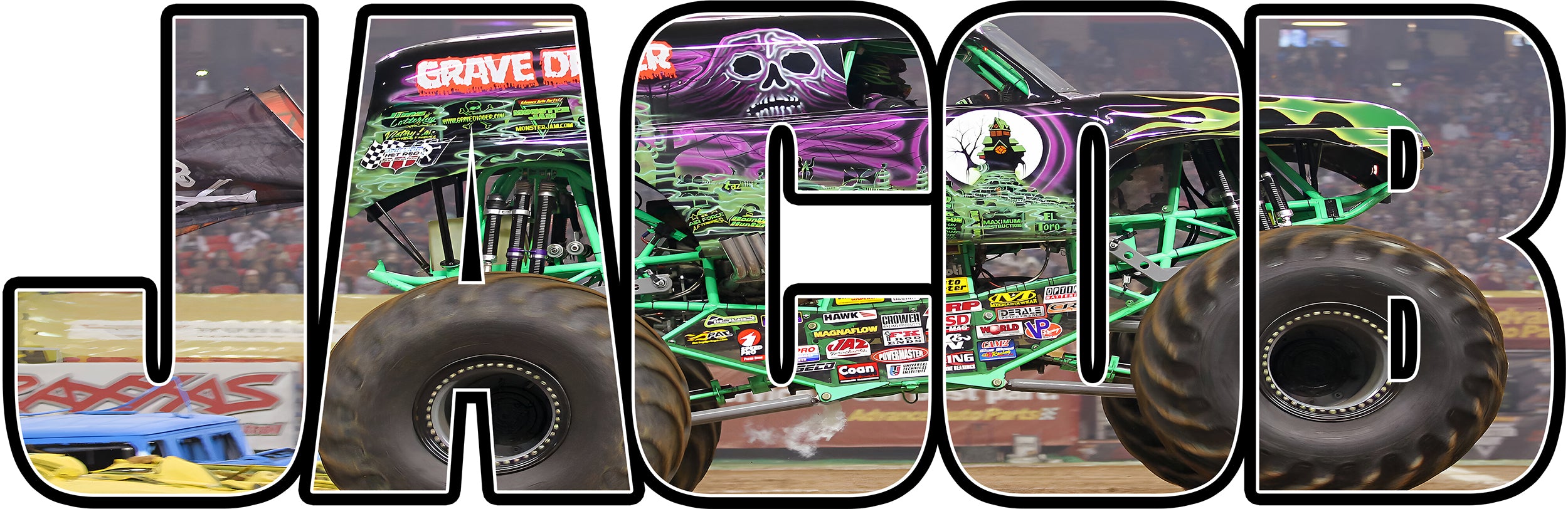 Monster Jam Grave Digger Personalized Name Wall Sticker Decal Custom Art MJ01