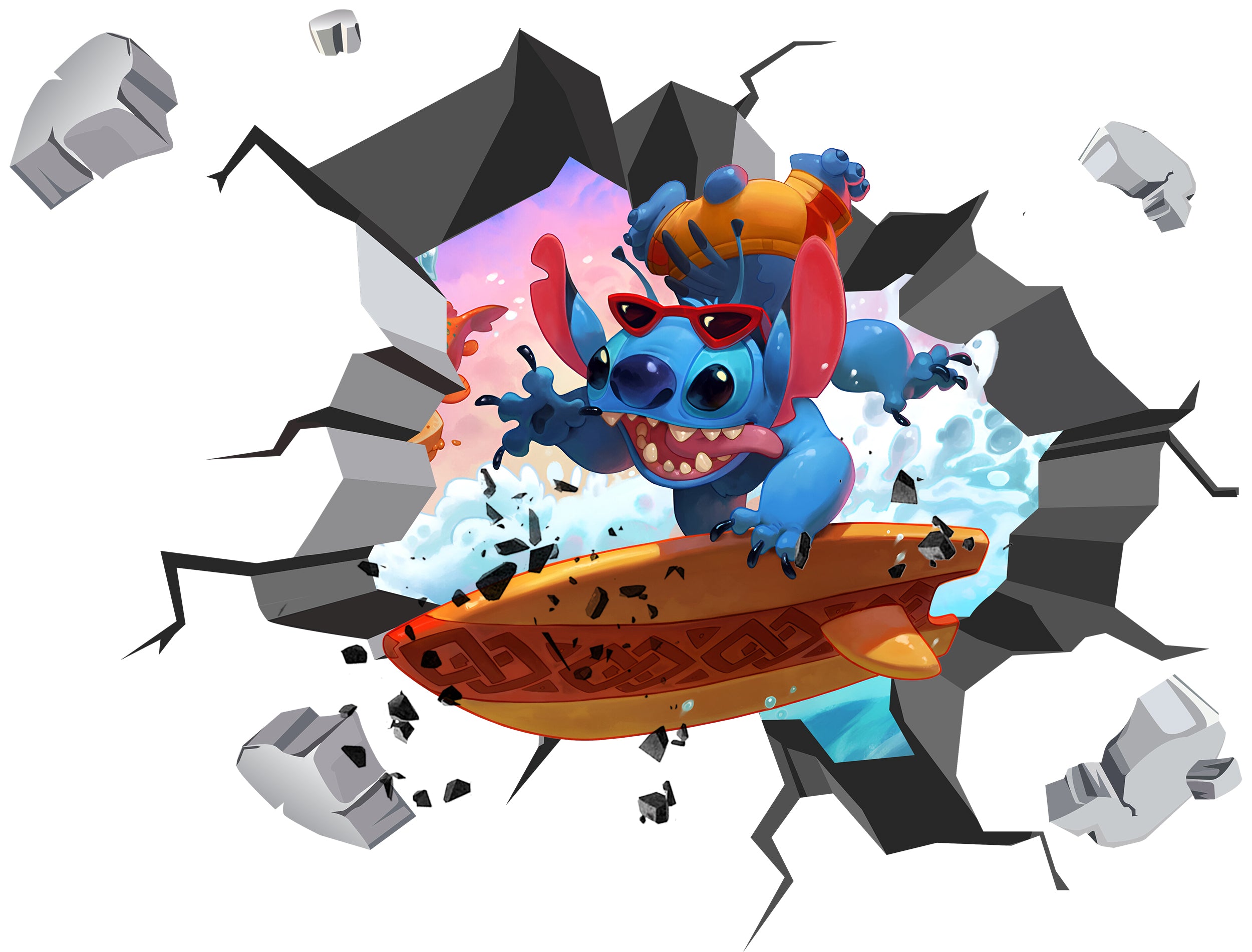 Stitch Surfing 3D Explosion Wall Sticker Decal Decor Art Mural Removable STCH21