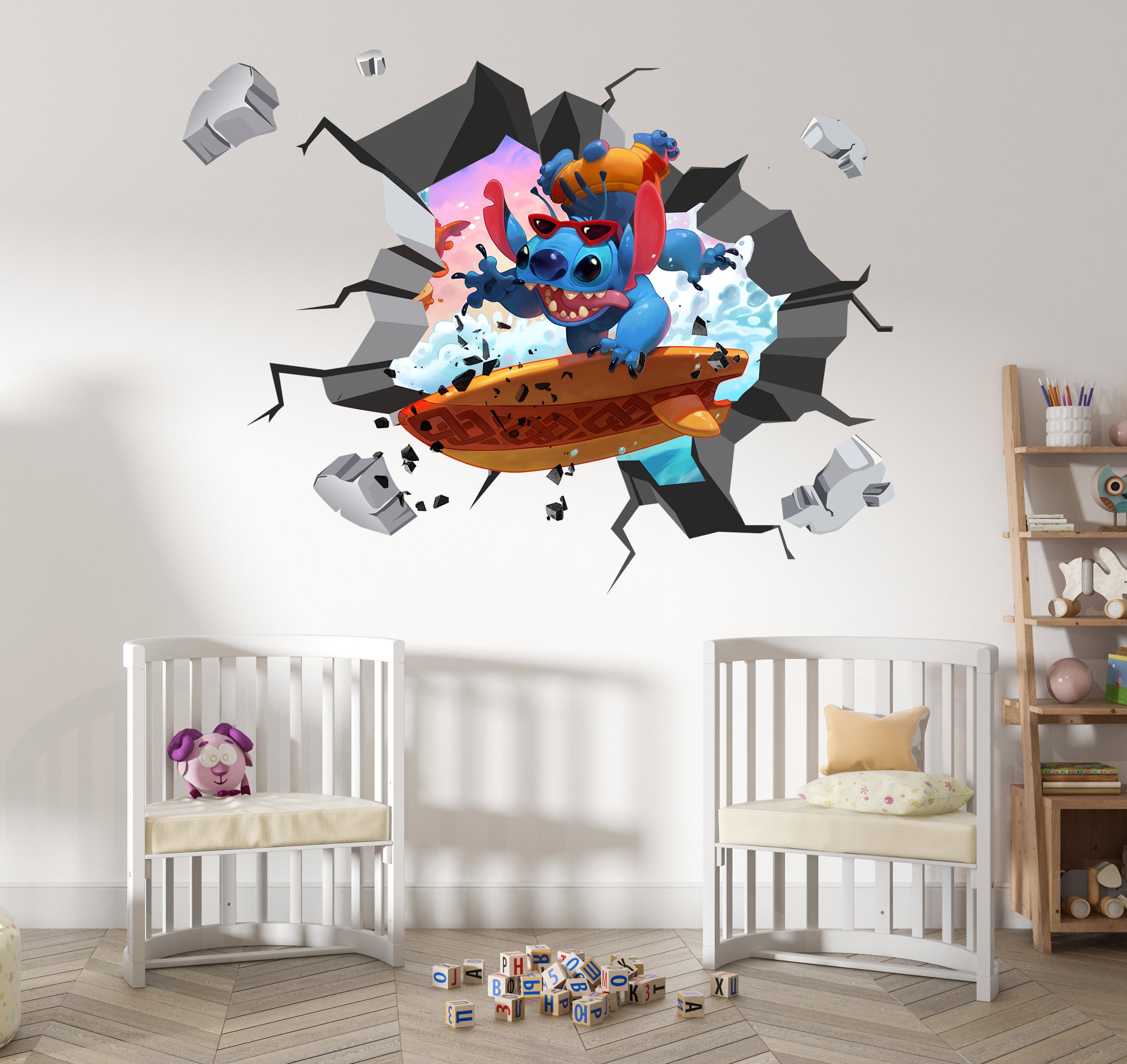 Stitch Surfing 3D Explosion Wall Sticker Decal Decor Art Mural Removable STCH21