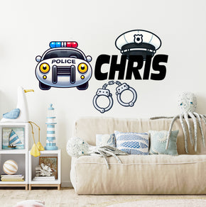 Police Personalized Name Wall Sticker Removable Decal Custom Decor Art OR40