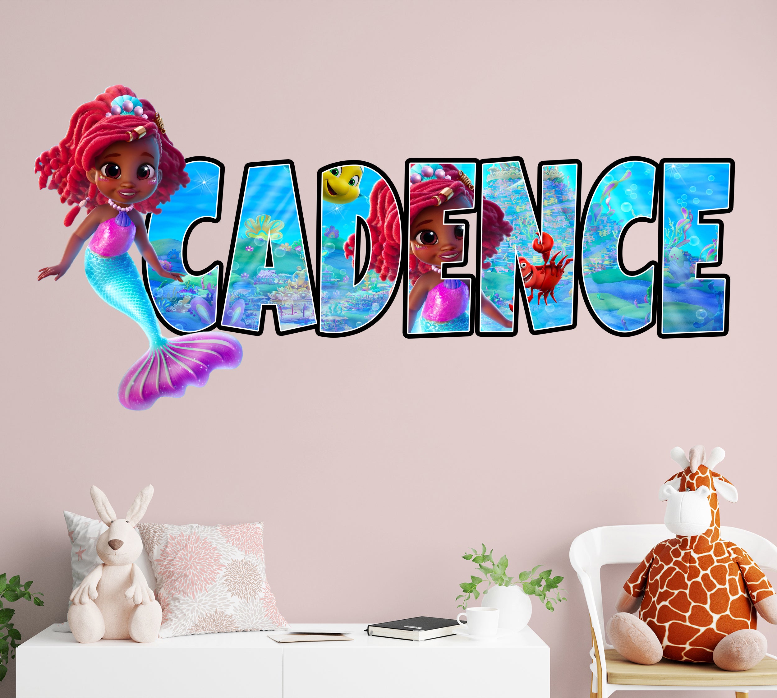 Ariel Disney Princess Personalized Name Wall Sticker Removable Decal Custom Decor Art AR12