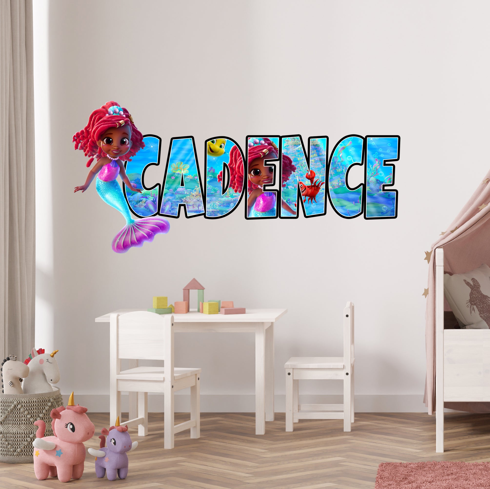 Ariel Disney Princess Personalized Name Wall Sticker Removable Decal Custom Decor Art AR12