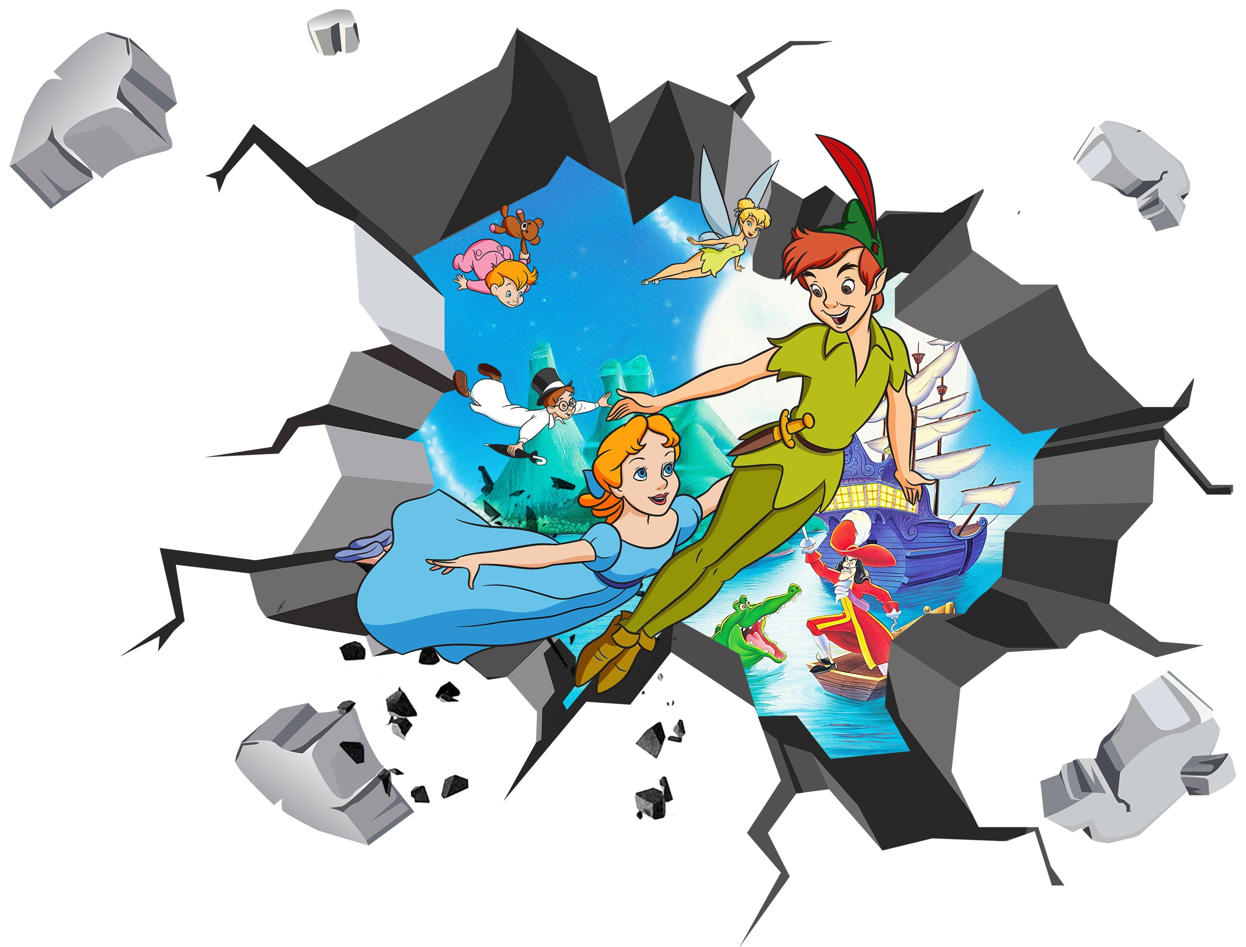 Peter Pan Disney 3D Explosion Wall Sticker Decal Decor Mural Art PDP04