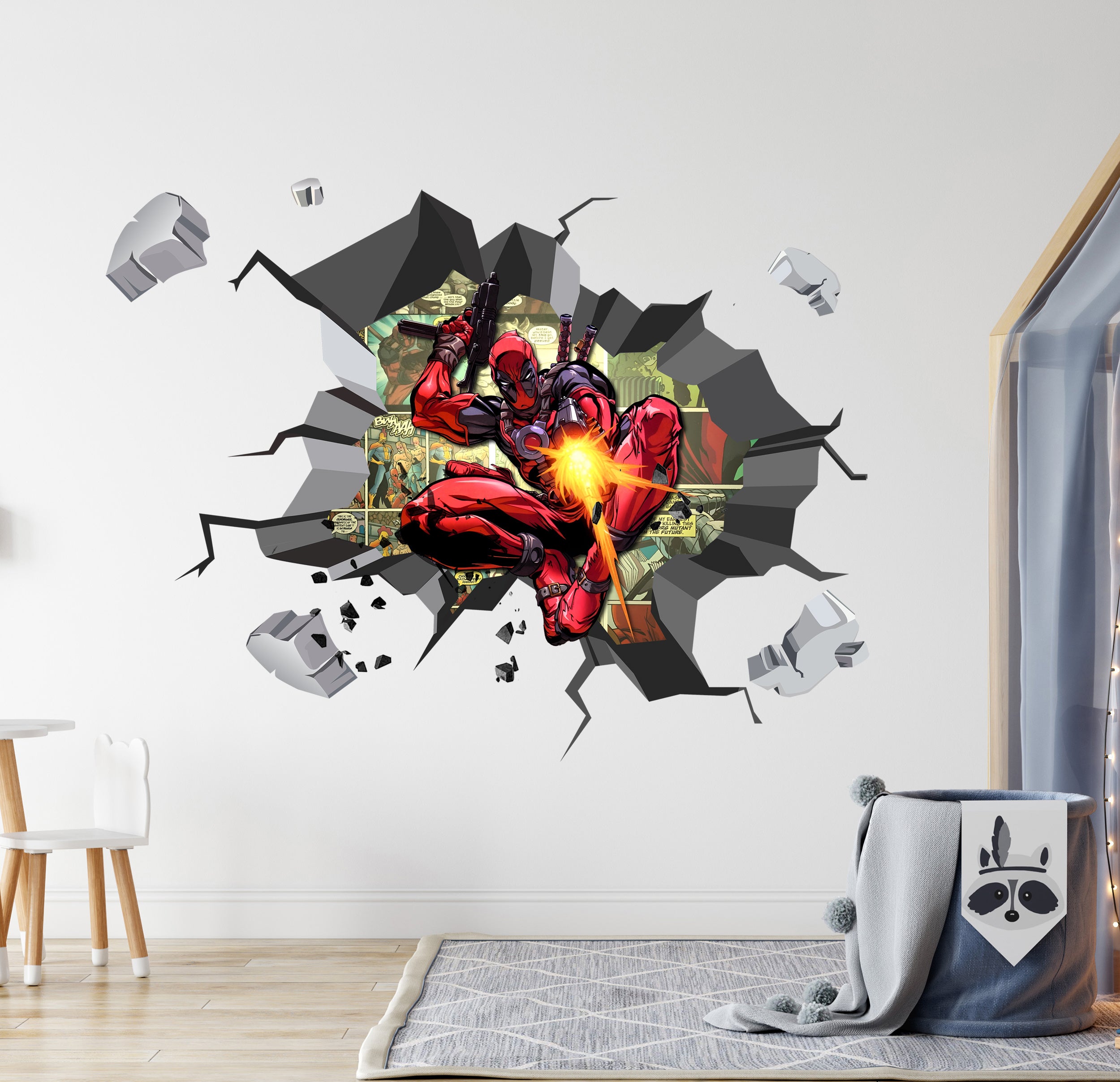 Deadpool Superhero 3D Explosion Effect Wall Sticker Decal Home Decor Mural Art DDP08