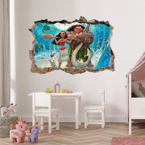 Moana Disney Princess 3D Smashed Wall Decal Removable Sticker Art Decor Mural DSP25
