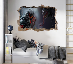 Deadpool Vs Venom Superhero 3D Smashed Wall Decal Sticker Art Decor Mural AVG39