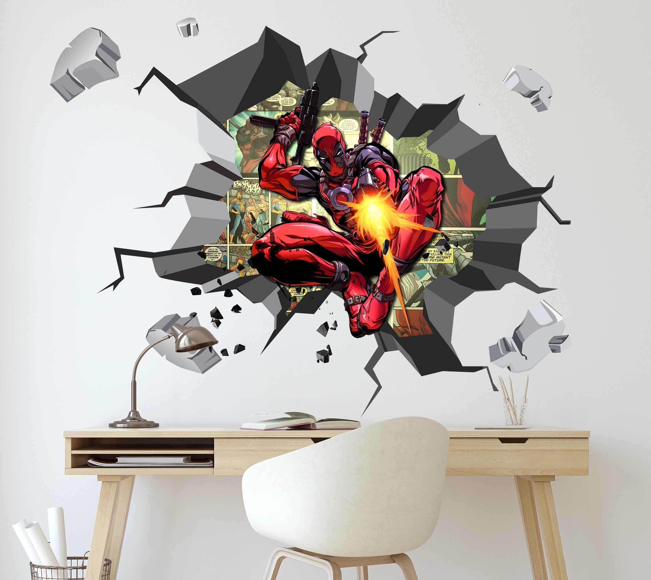 Deadpool Superhero 3D Explosion Effect Wall Sticker Decal Home Decor Mural Art DDP08