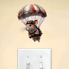 Whimsical Mouse Parachute Pilot Wall Decal Sticker Room Art Mural OR38