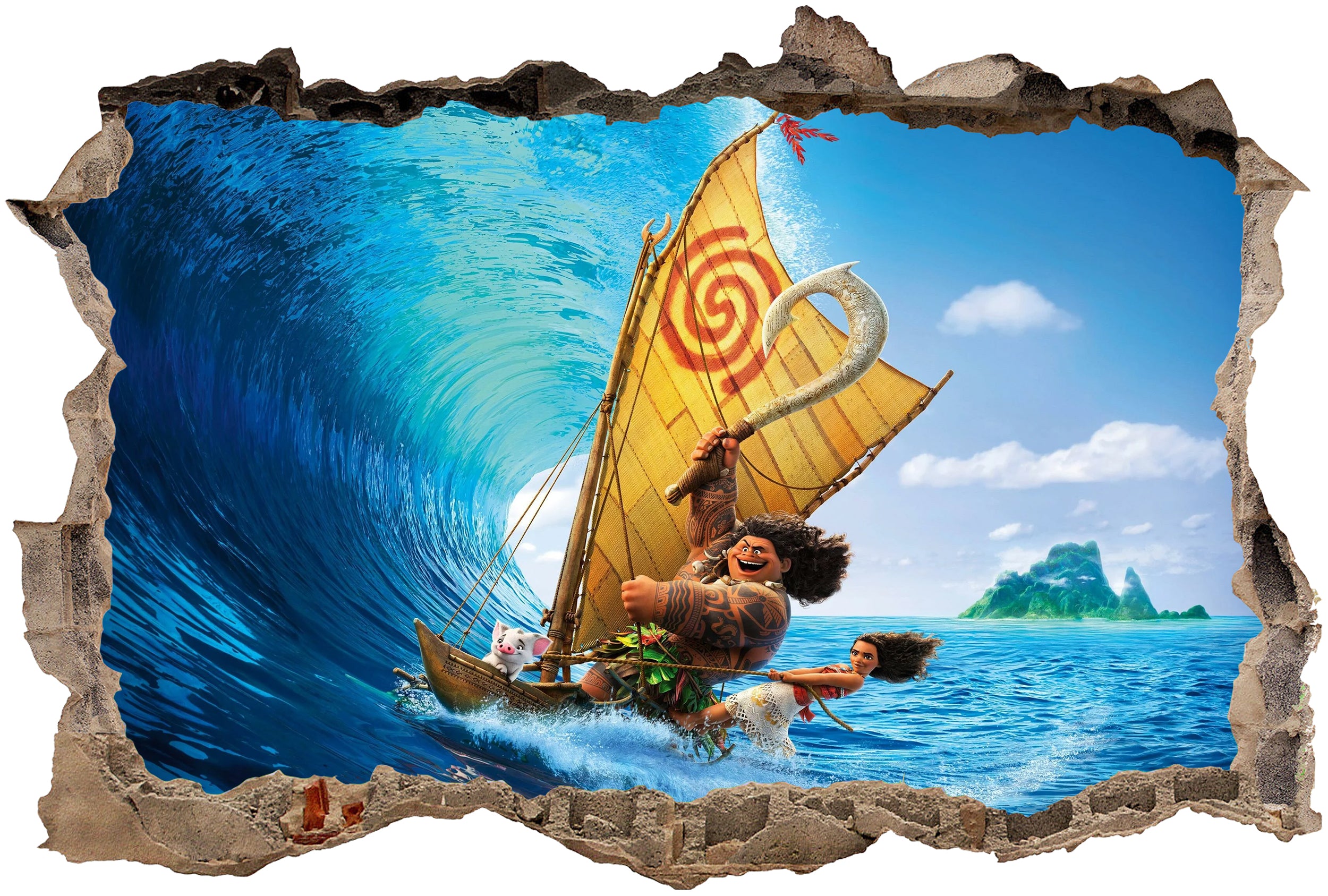 Moana Disney Princess 3D Smashed Wall Decal Removable Sticker Art Decor Mural DSP26