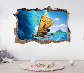 Moana Disney Princess 3D Smashed Wall Decal Removable Sticker Art Decor Mural DSP26