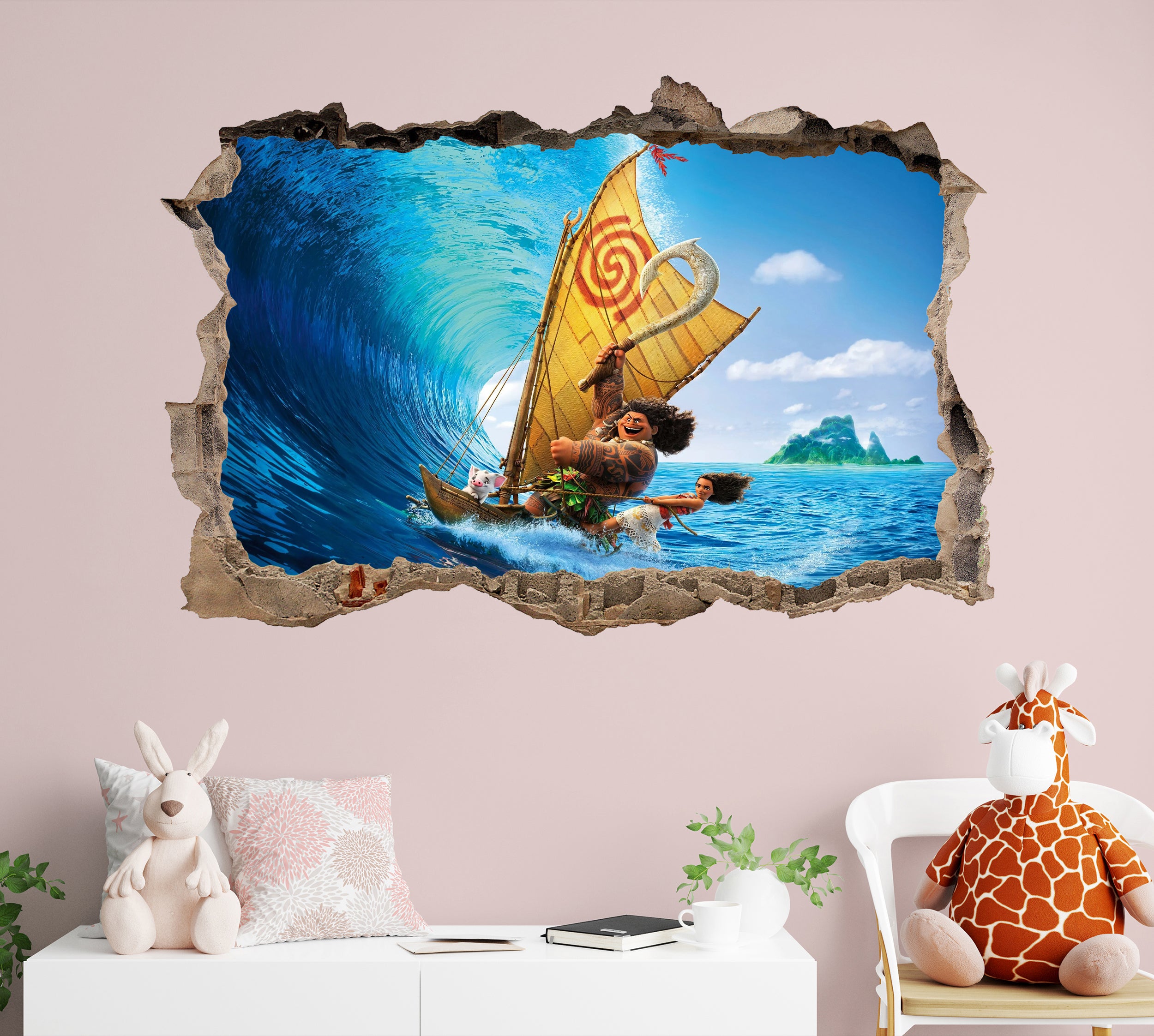 Moana Disney Princess 3D Smashed Wall Decal Removable Sticker Art Decor Mural DSP26