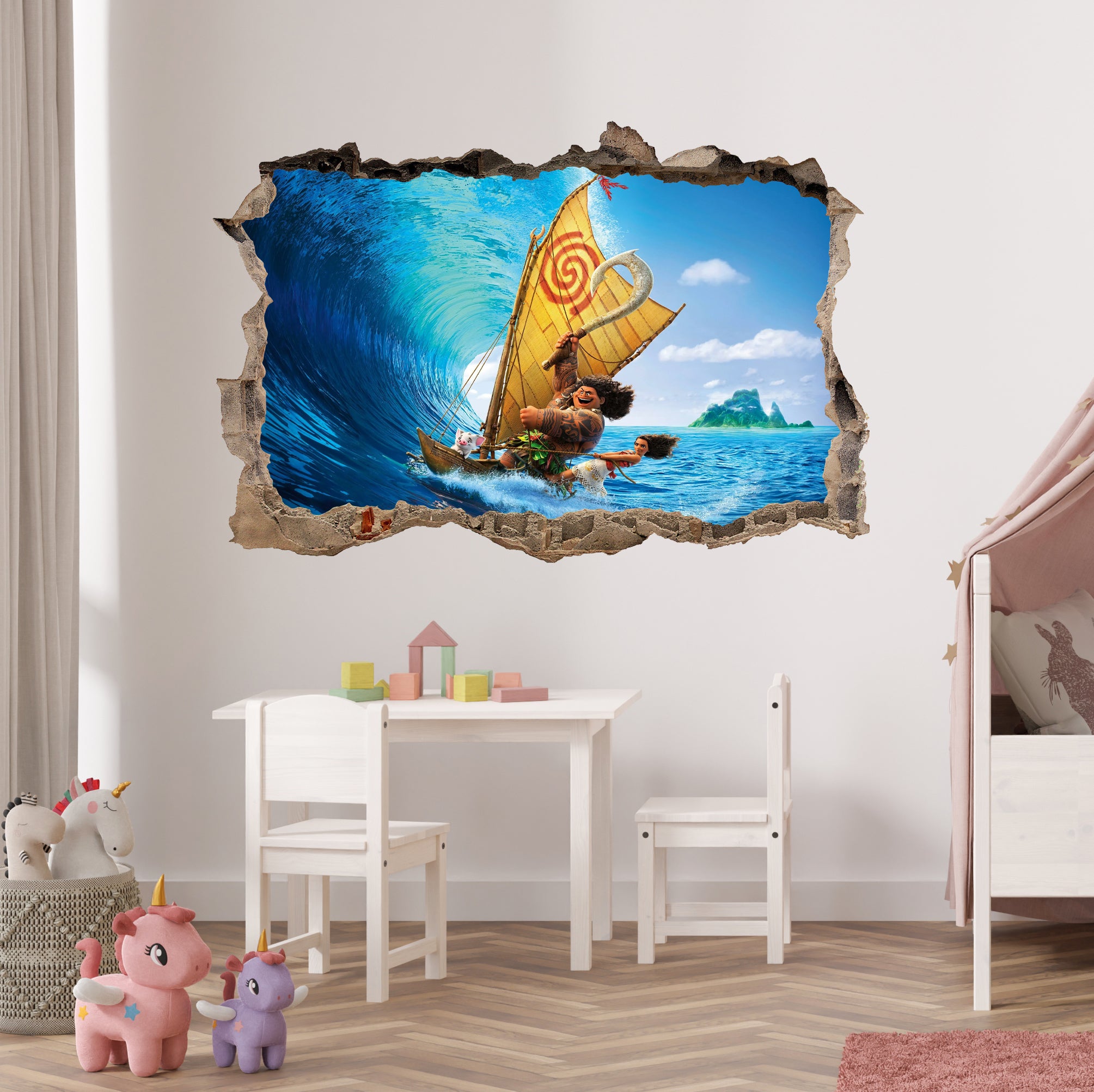 Moana Disney Princess 3D Smashed Wall Decal Removable Sticker Art Decor Mural DSP26