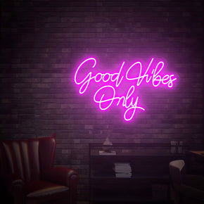 GOOD VIBES ONLY Cursive Text Neon Sign Decorative Wall Decor