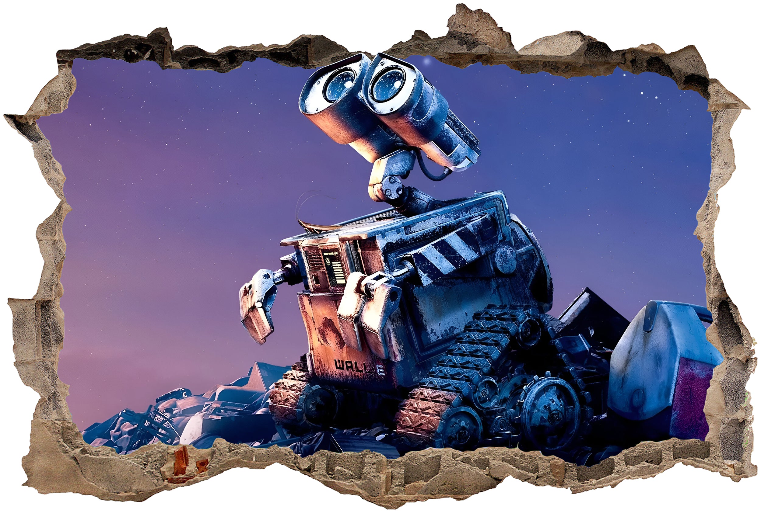 WALL-E 3D Smashed Wall Decal Removable Sticker Art Decor MMS28