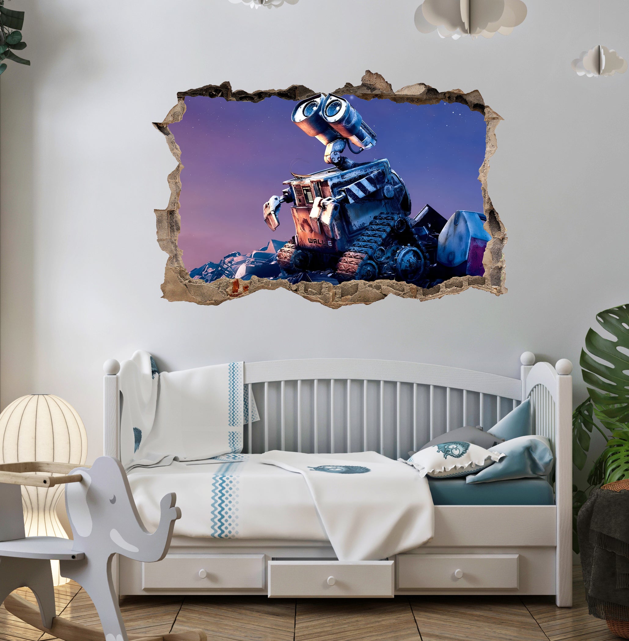 WALL-E 3D Smashed Wall Decal Removable Sticker Art Decor MMS28