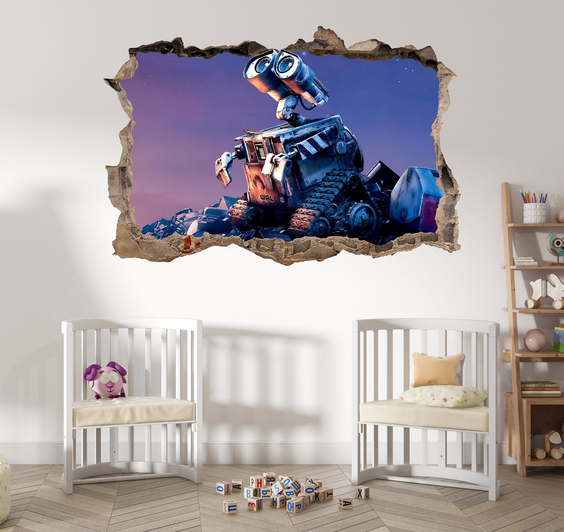 WALL-E 3D Smashed Wall Decal Removable Sticker Art Decor MMS28