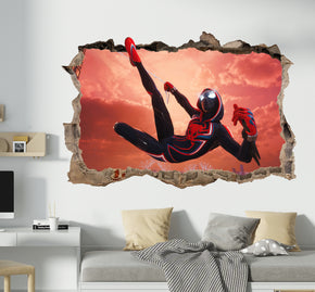 Miles Morales Spiderman 3D Smashed Wall Decal Removable Sticker Art Decor Mural SPM19