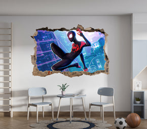 Miles Morales Spiderman 3D Smashed Wall Decal Removable Sticker Art Decor Mural SPM20
