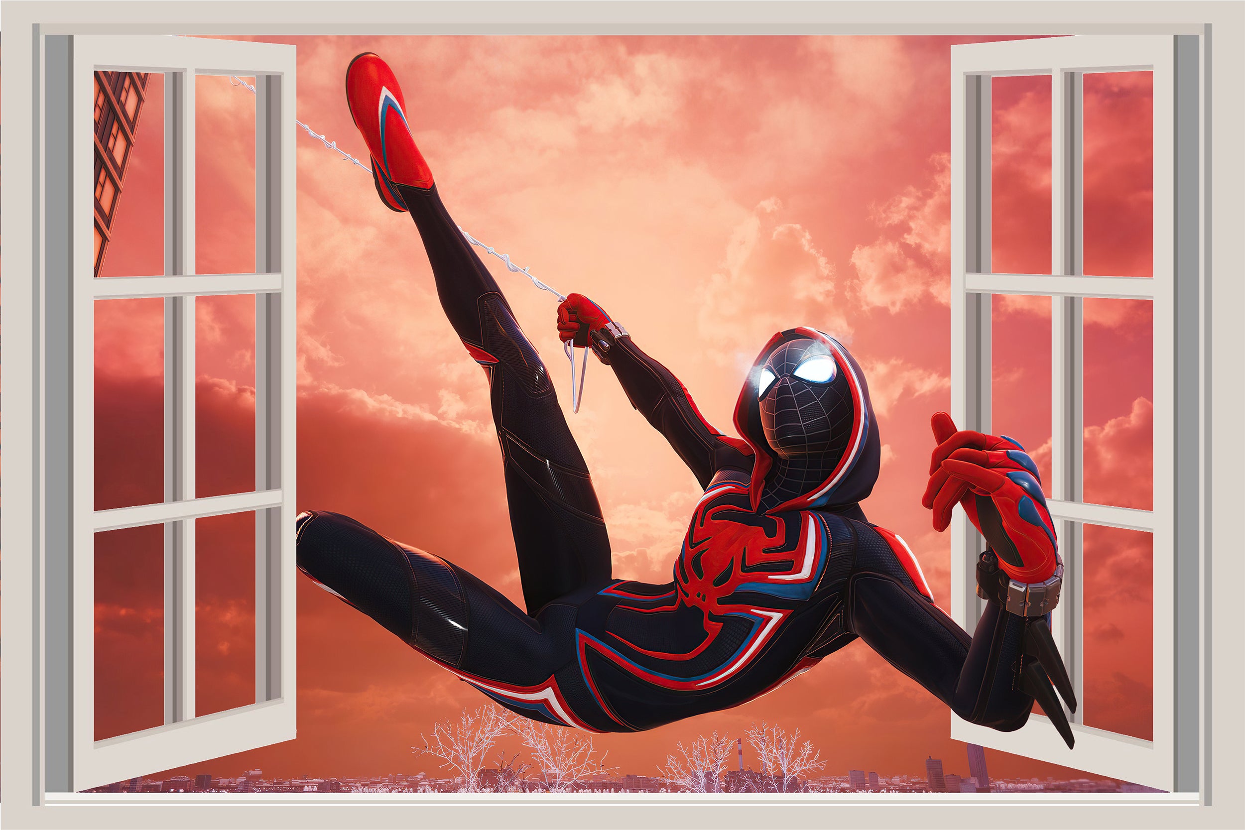 Miles Morales Spiderman 3D Window Wall Decal Removable Sticker Art Decor Mural SPM21