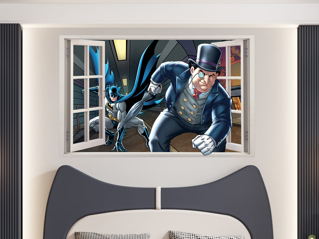 Batman & The Penguin Superhero 3D Window Wall Sticker Decal