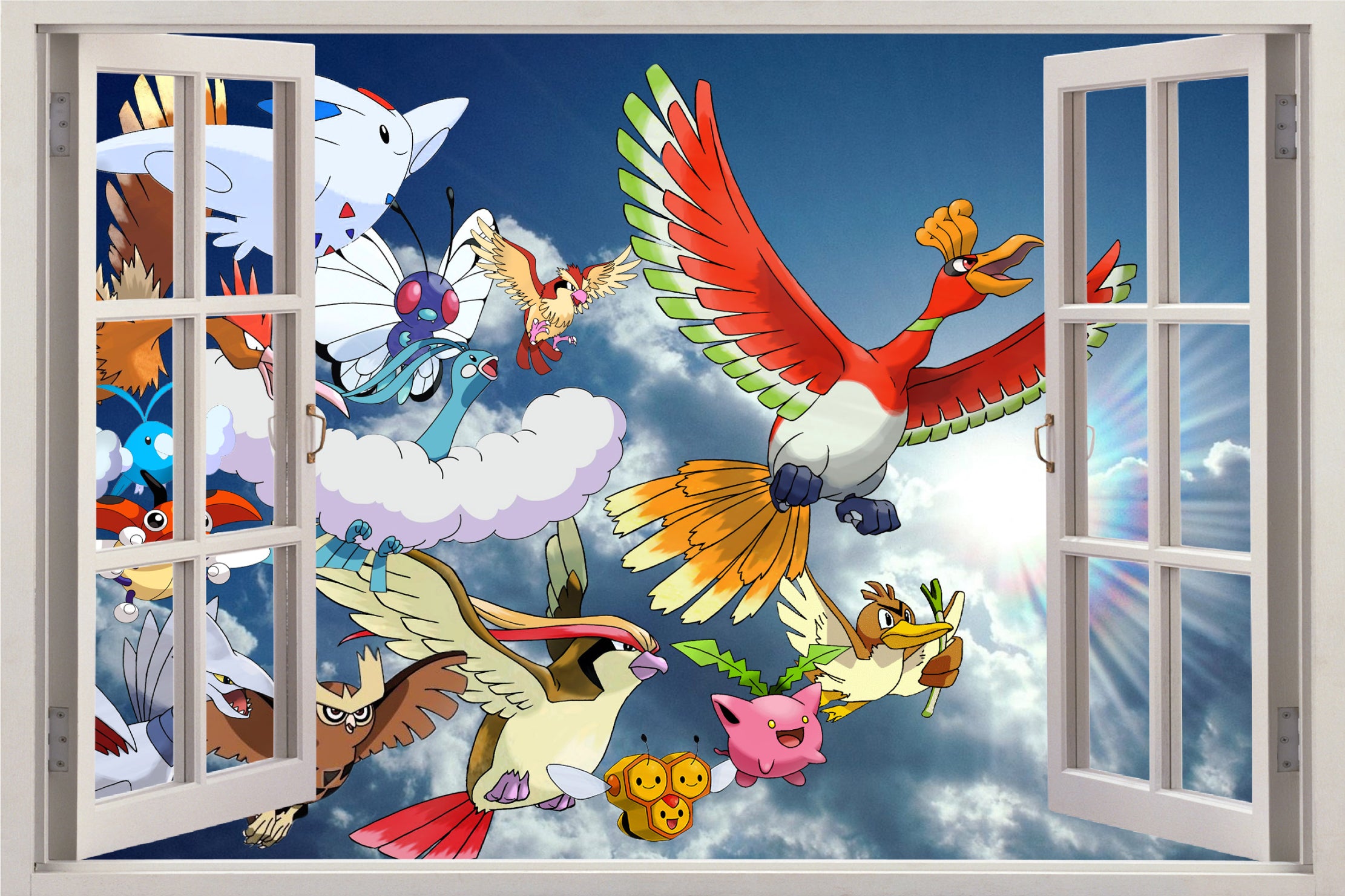Sky Pokemon 3D Window Wall Sticker Removable Decal Home Decor Mural Wall Art DZ1091