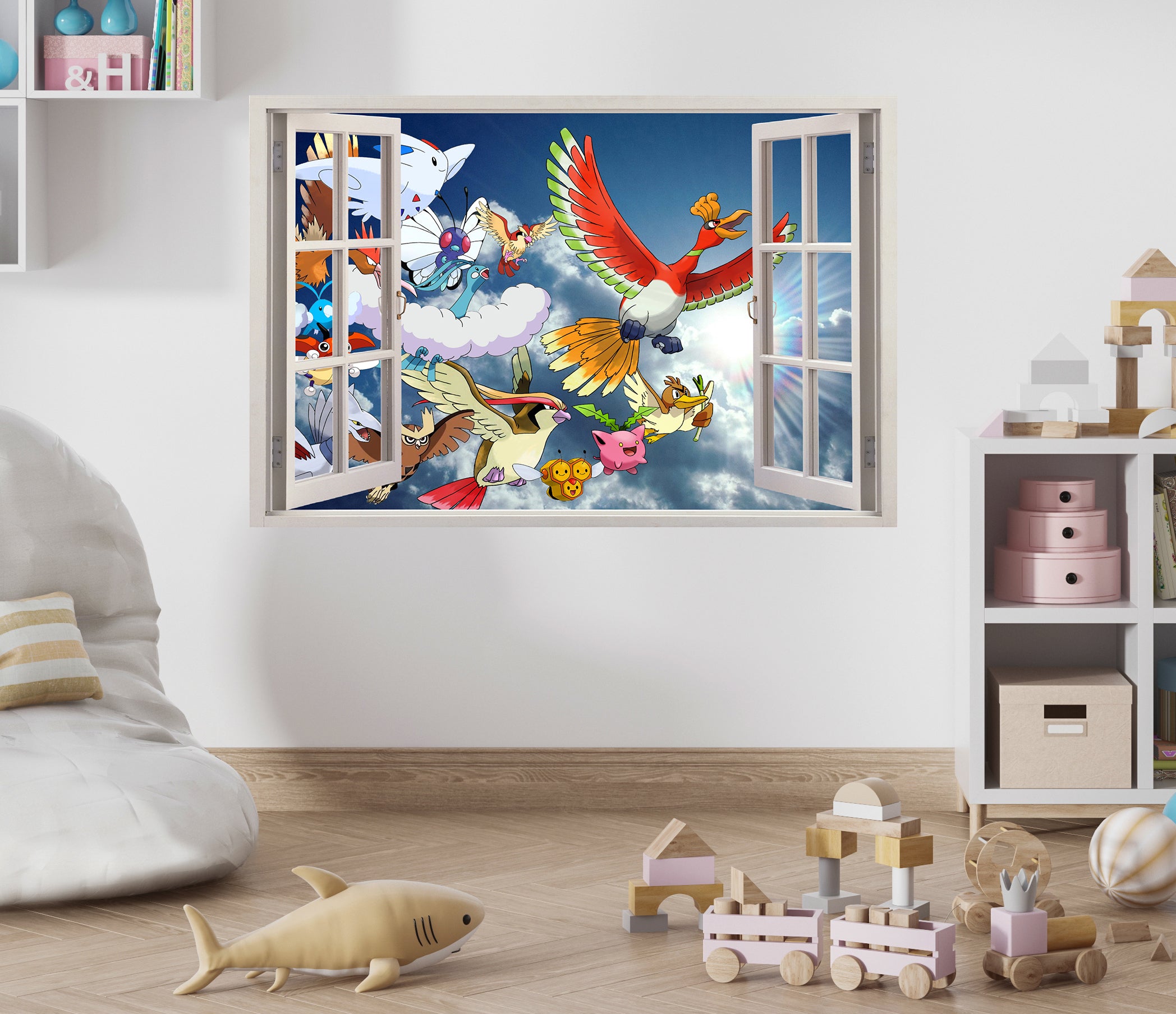 Sky Pokemon 3D Window Wall Sticker Removable Decal Home Decor Mural Wall Art DZ1091
