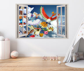 Sky Pokemon 3D Window Wall Sticker Removable Decal Home Decor Mural Wall Art DZ1091