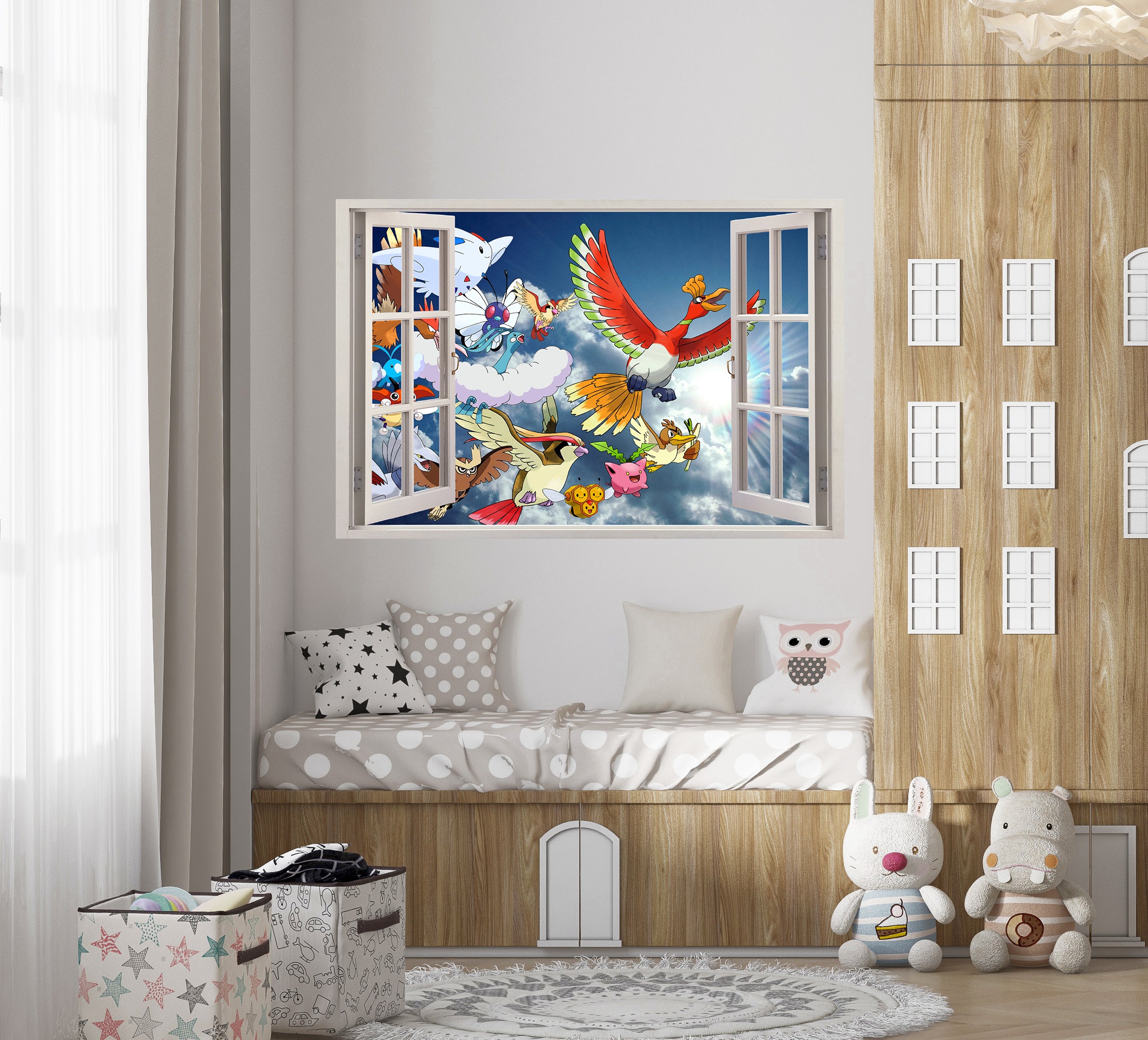 Sky Pokemon 3D Window Wall Sticker Removable Decal Home Decor Mural Wall Art DZ1091