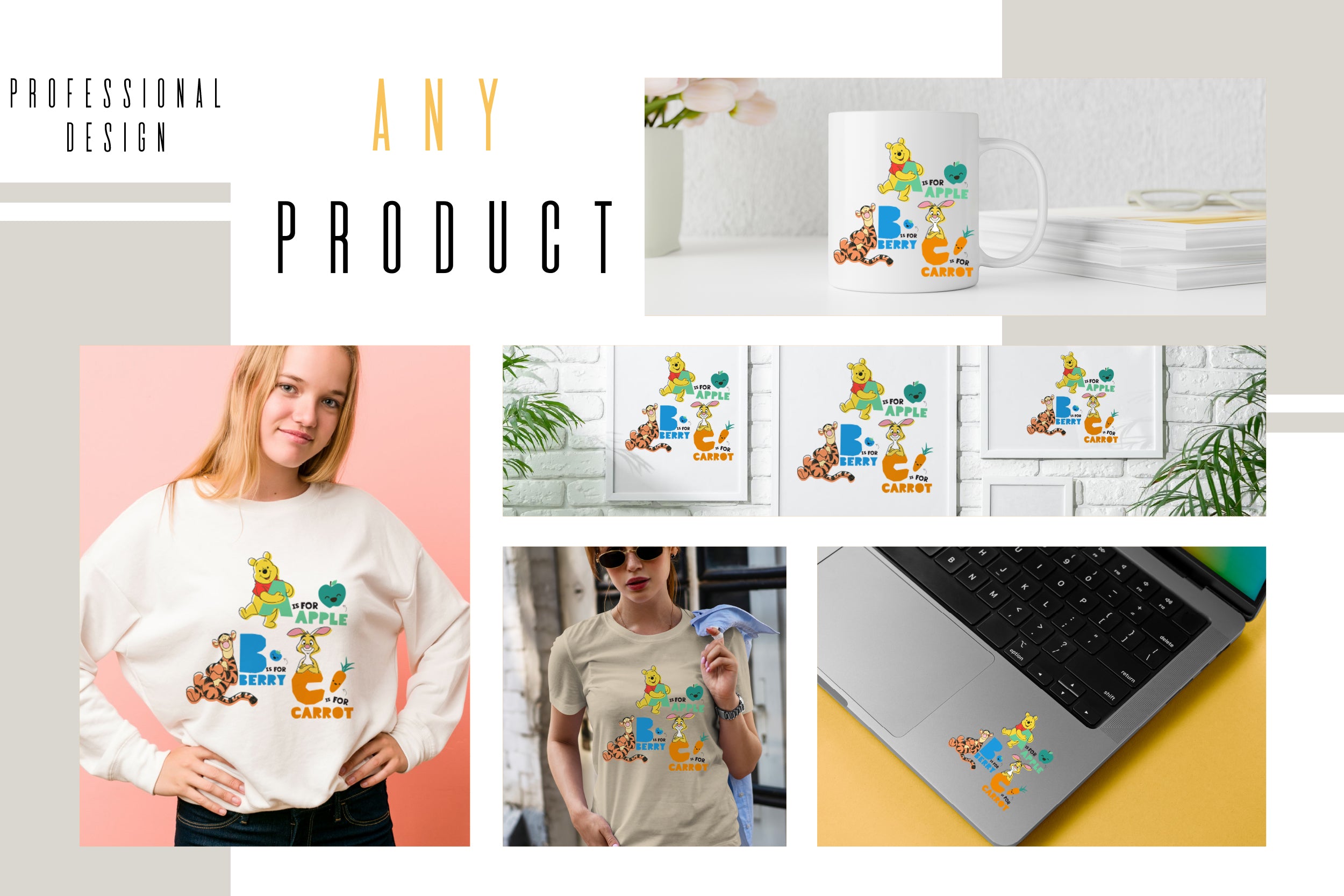 Winnie The Pooh ABC Premium Layered SVG Vector for Cricut and Silhouette Digital File Download