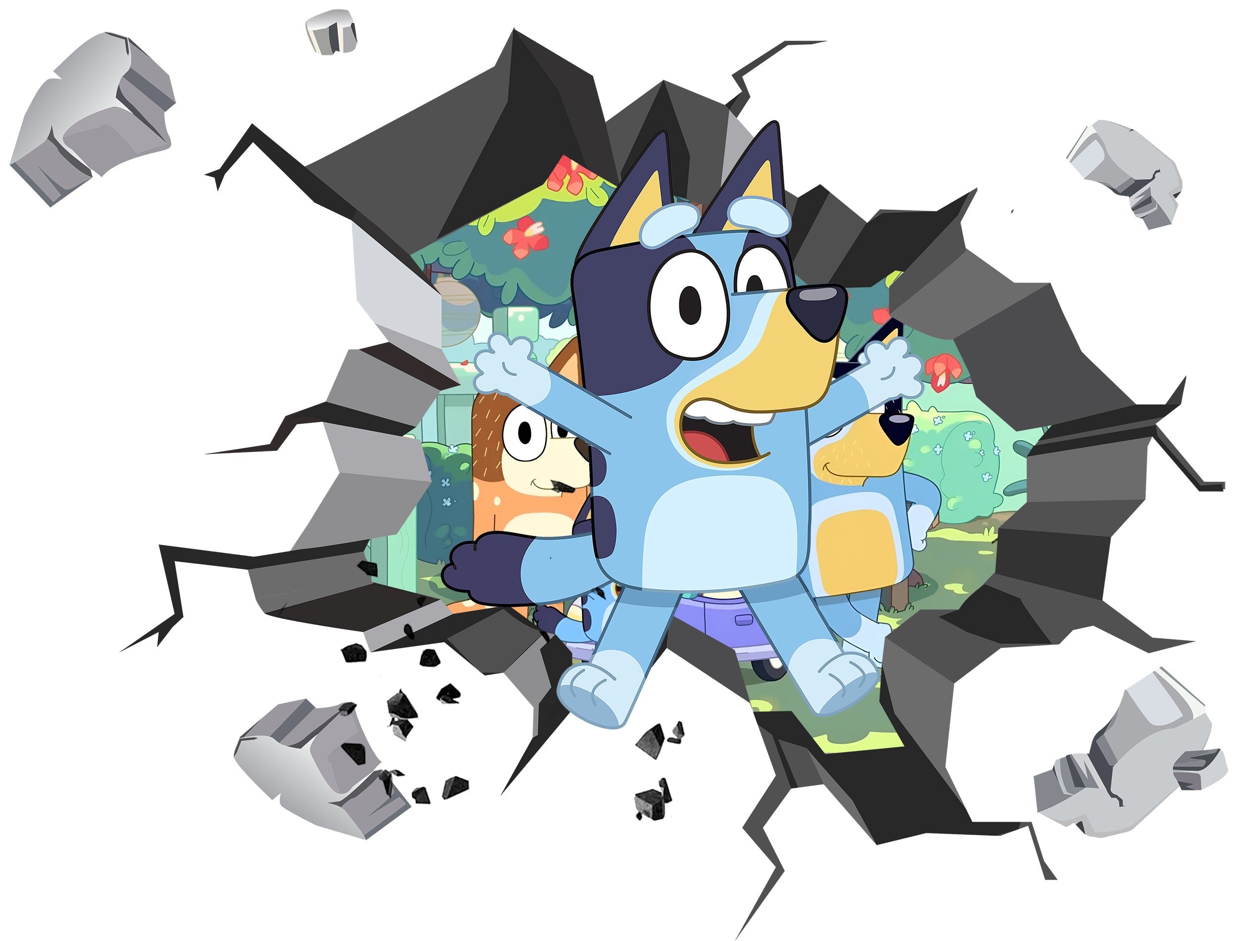 Bluey 3D Explosion Effect Wall Sticker Decal Home Decor Mural Wall Art