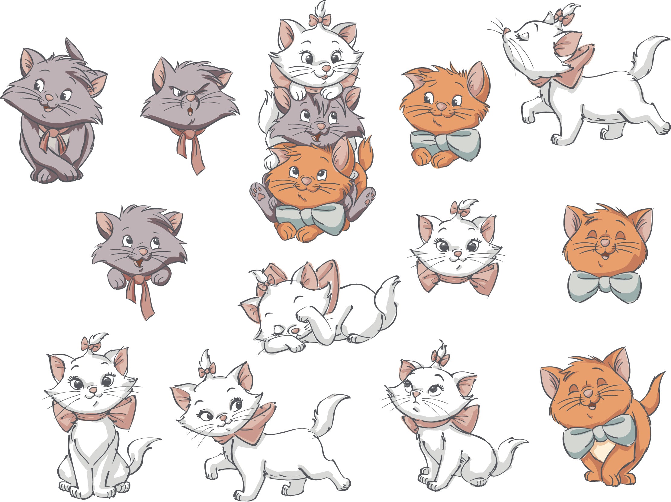 Aristocats Characters Set Wall Sticker Decal Kids Decor Art Kids Children ARC07