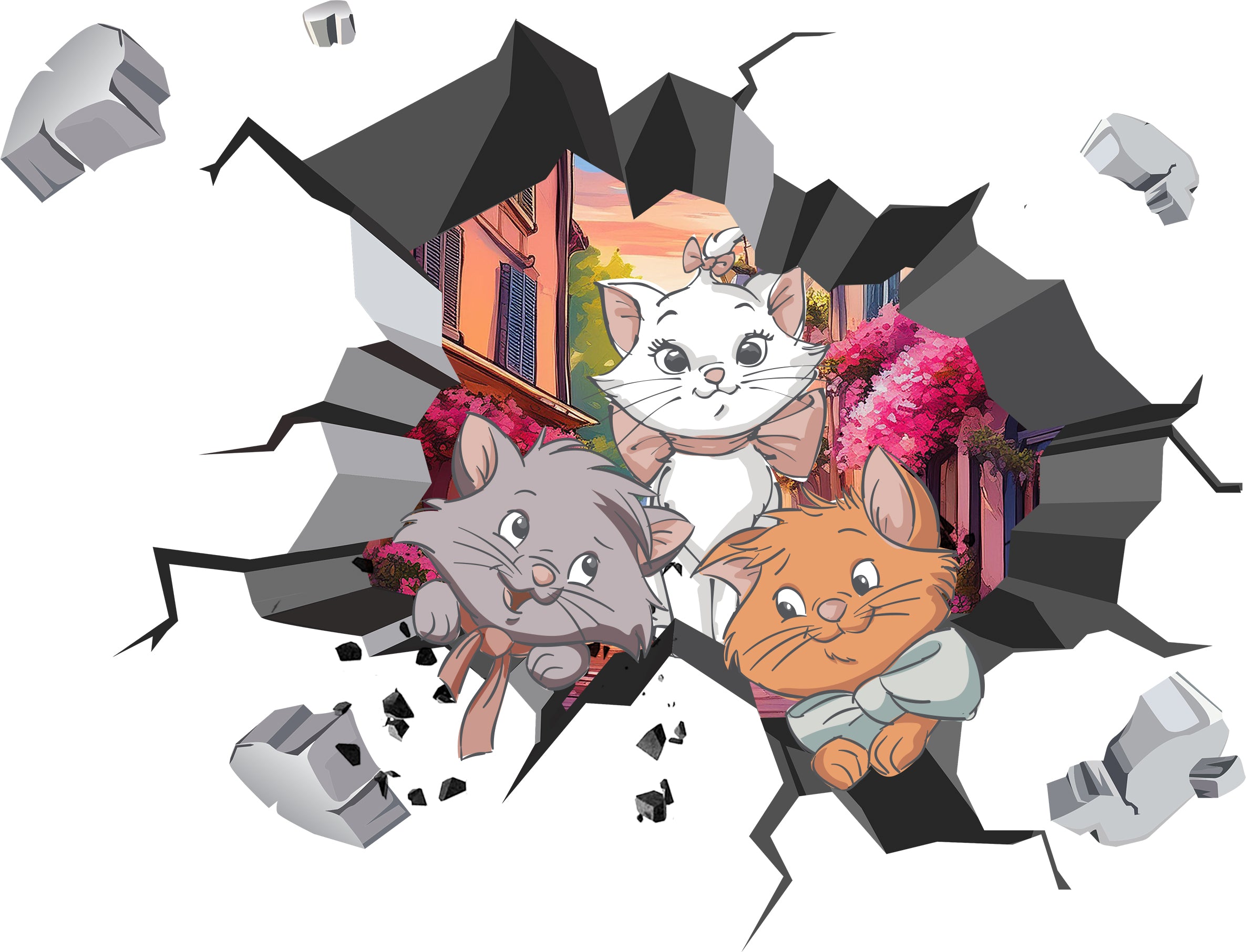 Aristocats 3D Explosion Effect Wall Sticker Decal Home Decor Mural Wall Art ARC05