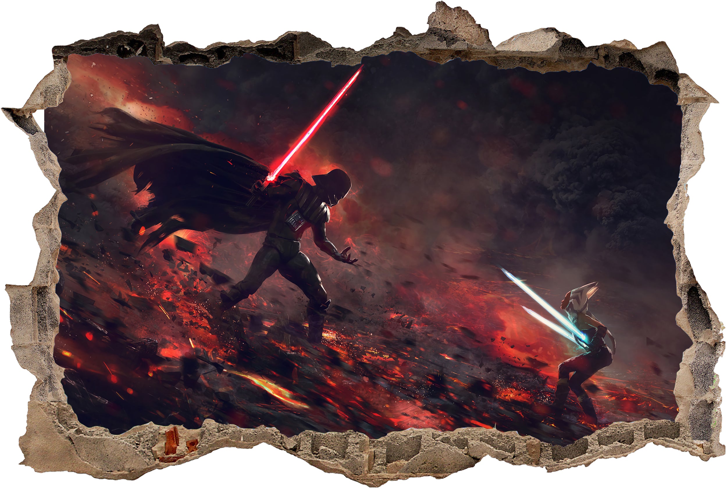 Star Wars Darth Vader Ahsoka Tano 3D Smashed Wall Decal Sticker Art Decor SW29