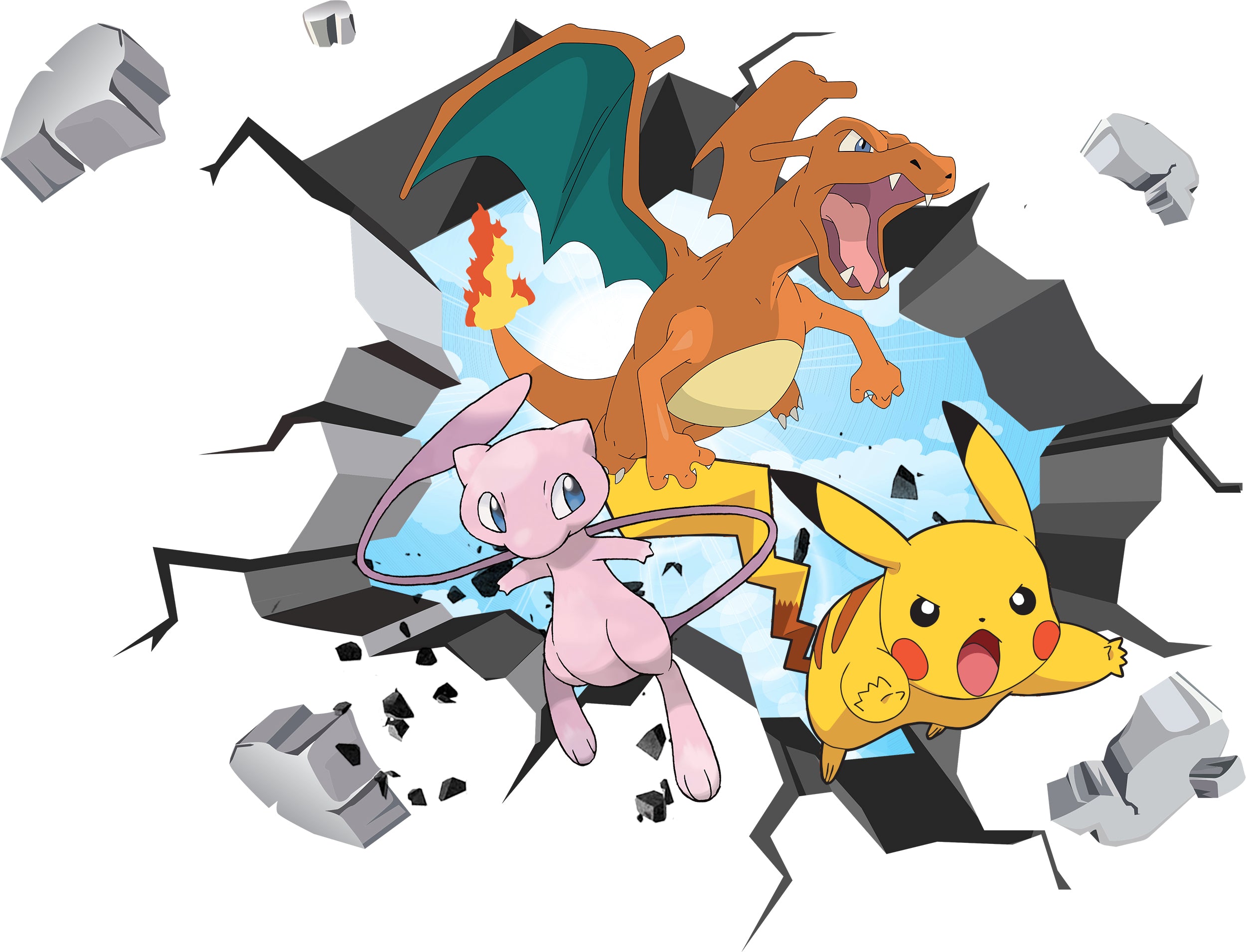 Pokemon 3D WALL EXPLOSION Decal Wall Sticker Decor Art