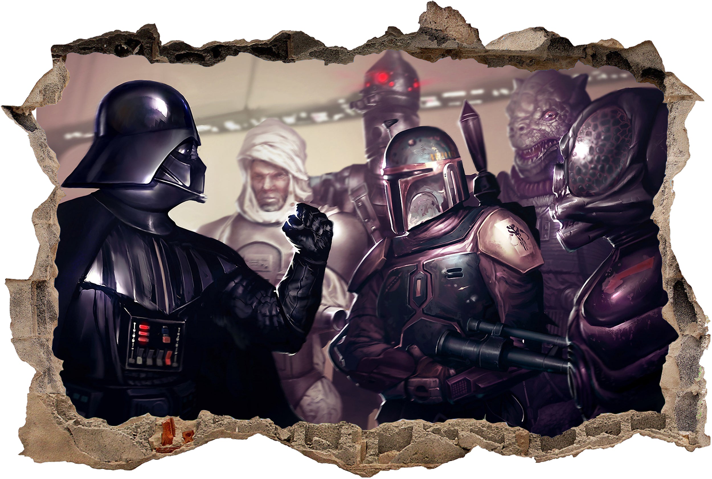 Star Wars Darth Vader Boba Fett 3D Smashed Wall Decal Sticker Art Decor SW30
