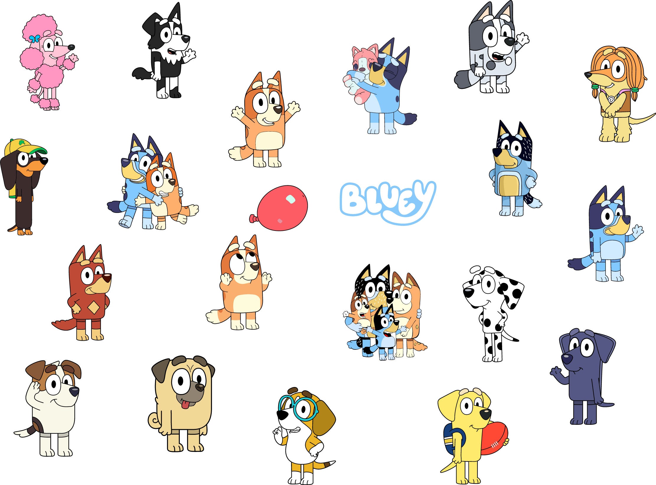 Bluey Characters Set Wall Sticker Decal Kids Decor Art Kids Children BLU24