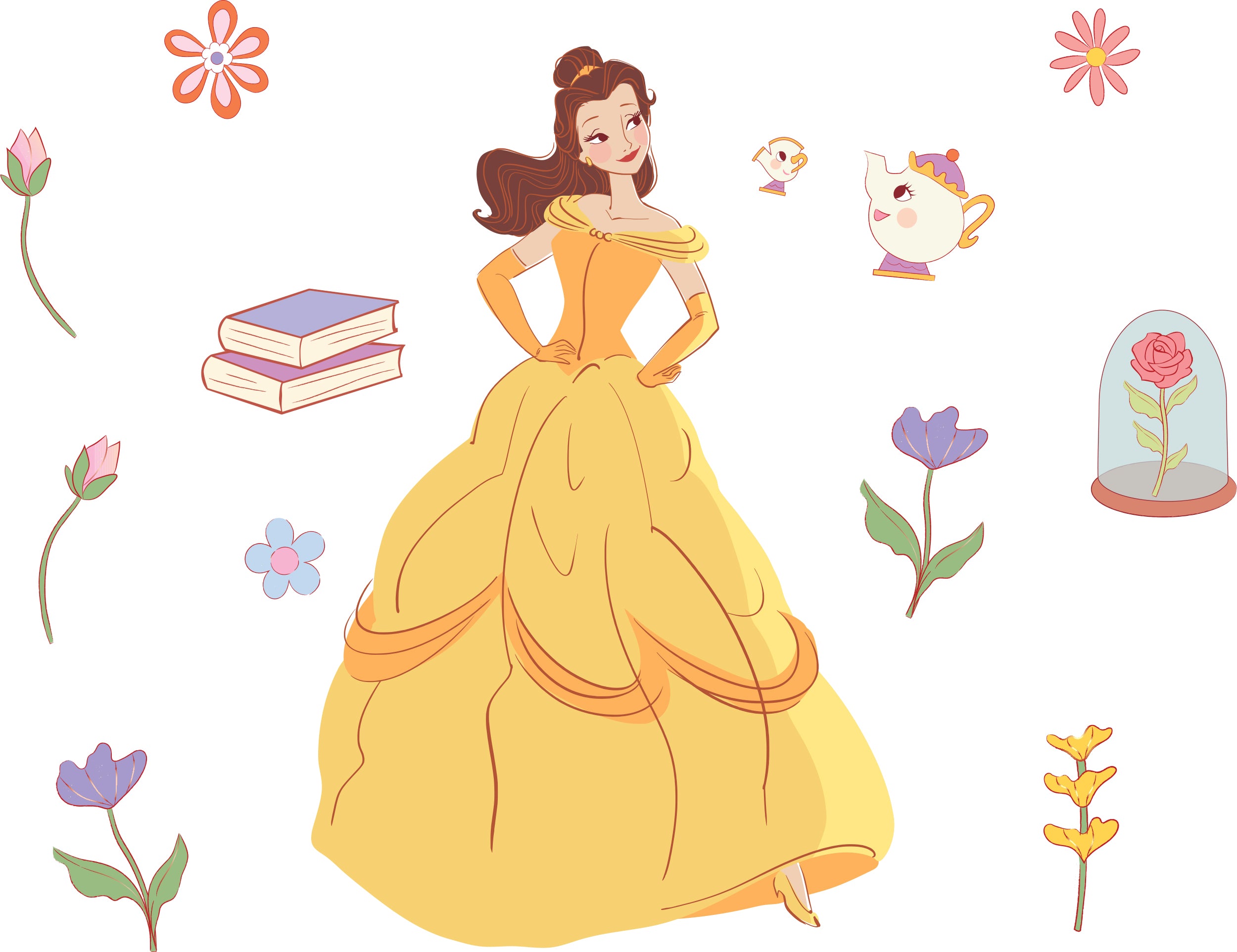 Belle Beauty and The Beast Princess 3D Wall Sticker Decal Home Decor Wall Art