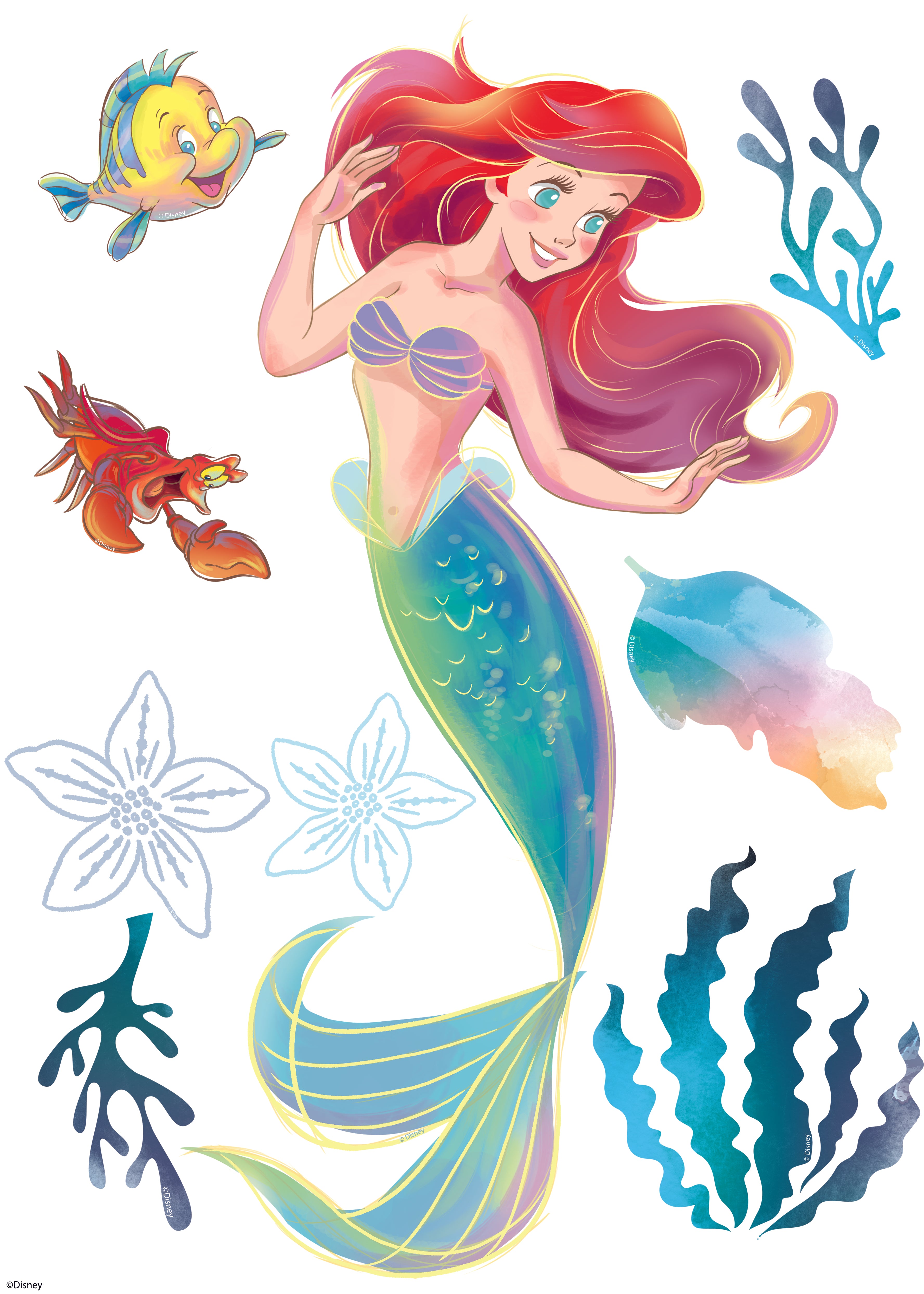 Ariel The Little Mermaid Princess 3D Wall Sticker Decal