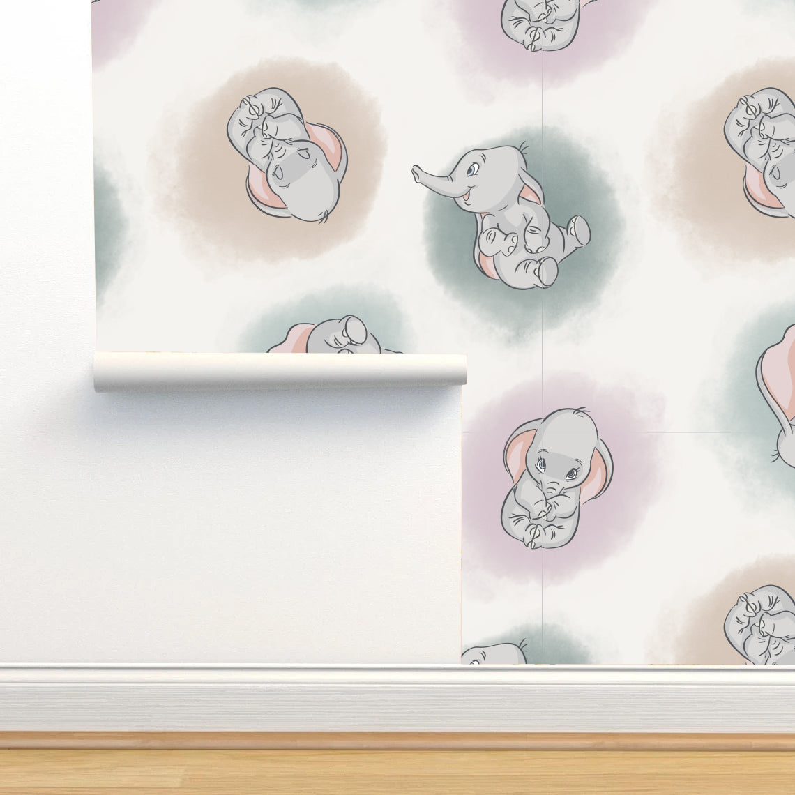 Dumbo Polka Dots Disney Woven Self-Adhesive Removable Wallpaper Mural