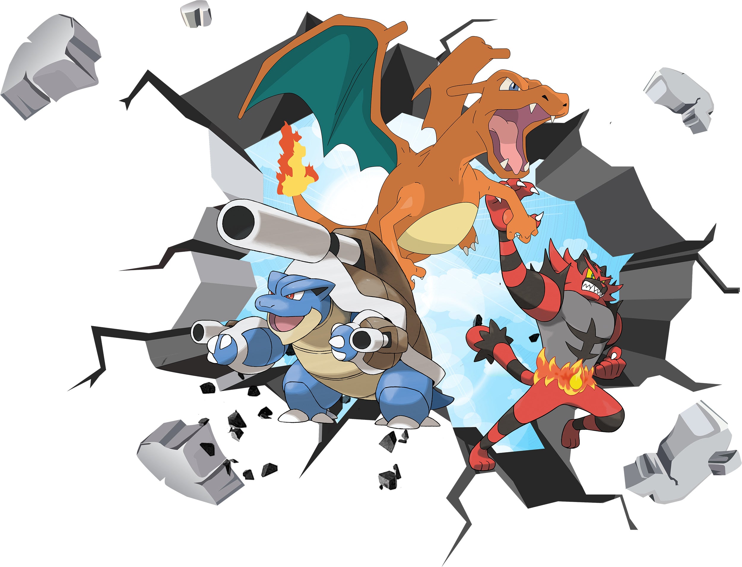 Pokemon 3D WALL EXPLOSION Decal Wall Sticker Decor Art