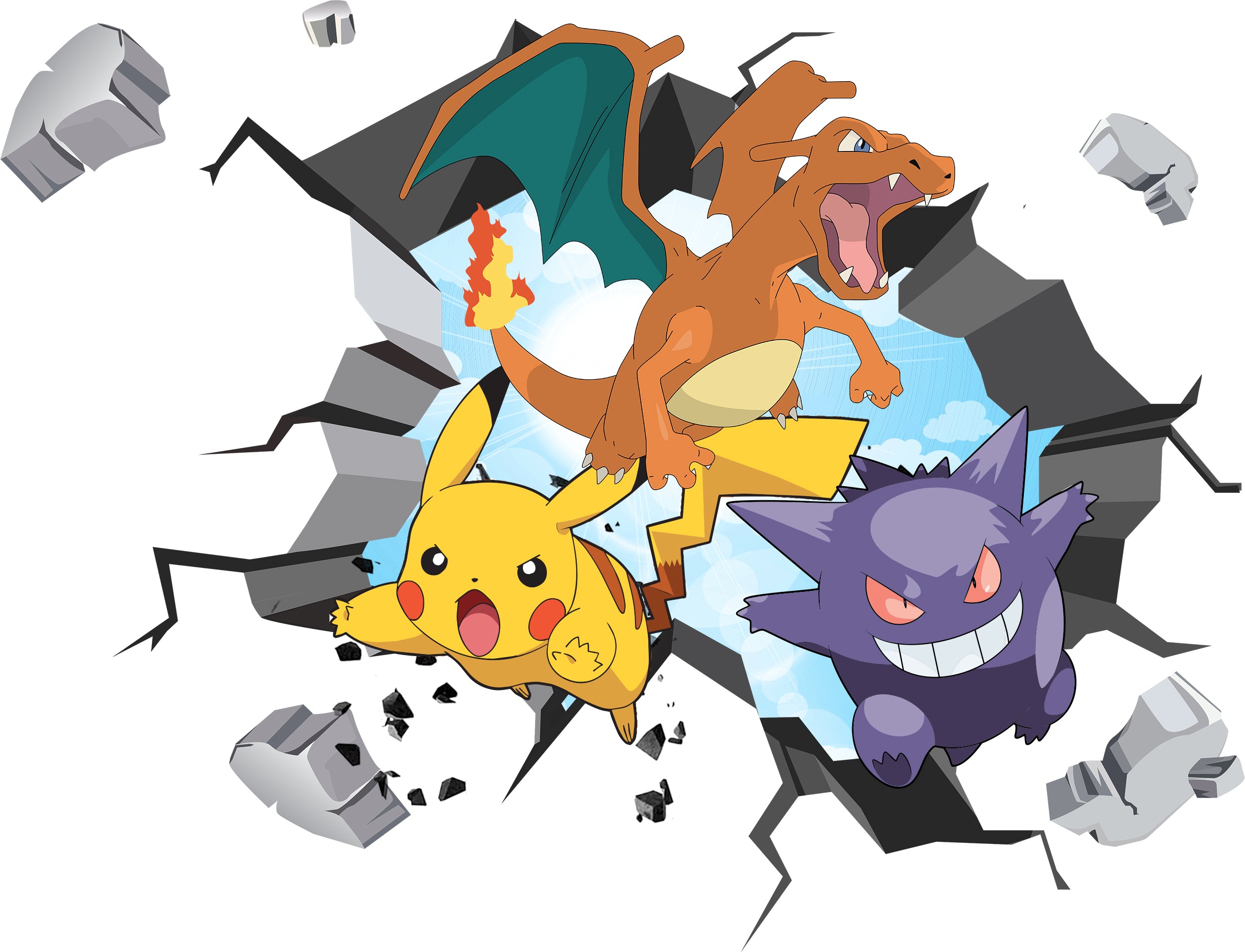Pokemon 3D WALL EXPLOSION Decal Wall Sticker Decor Art