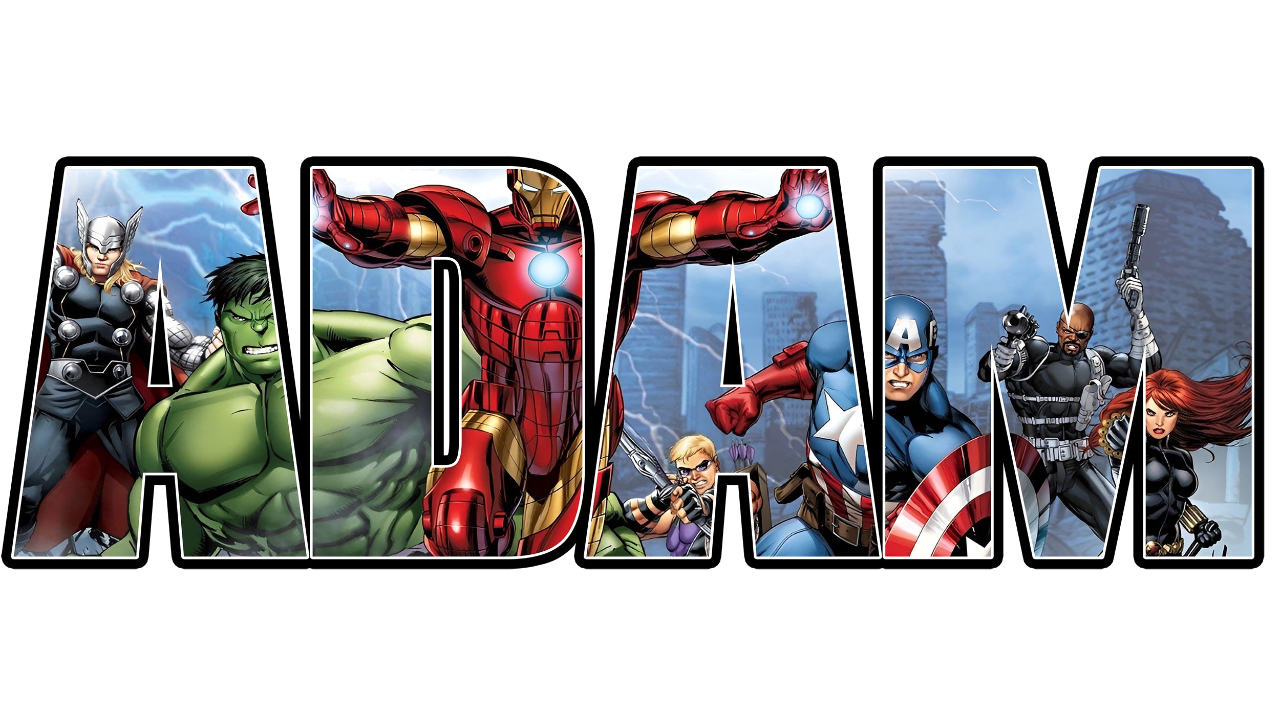 Marvel Avengers Super Heroes Personalized Custom Name Wall Sticker Decal 04