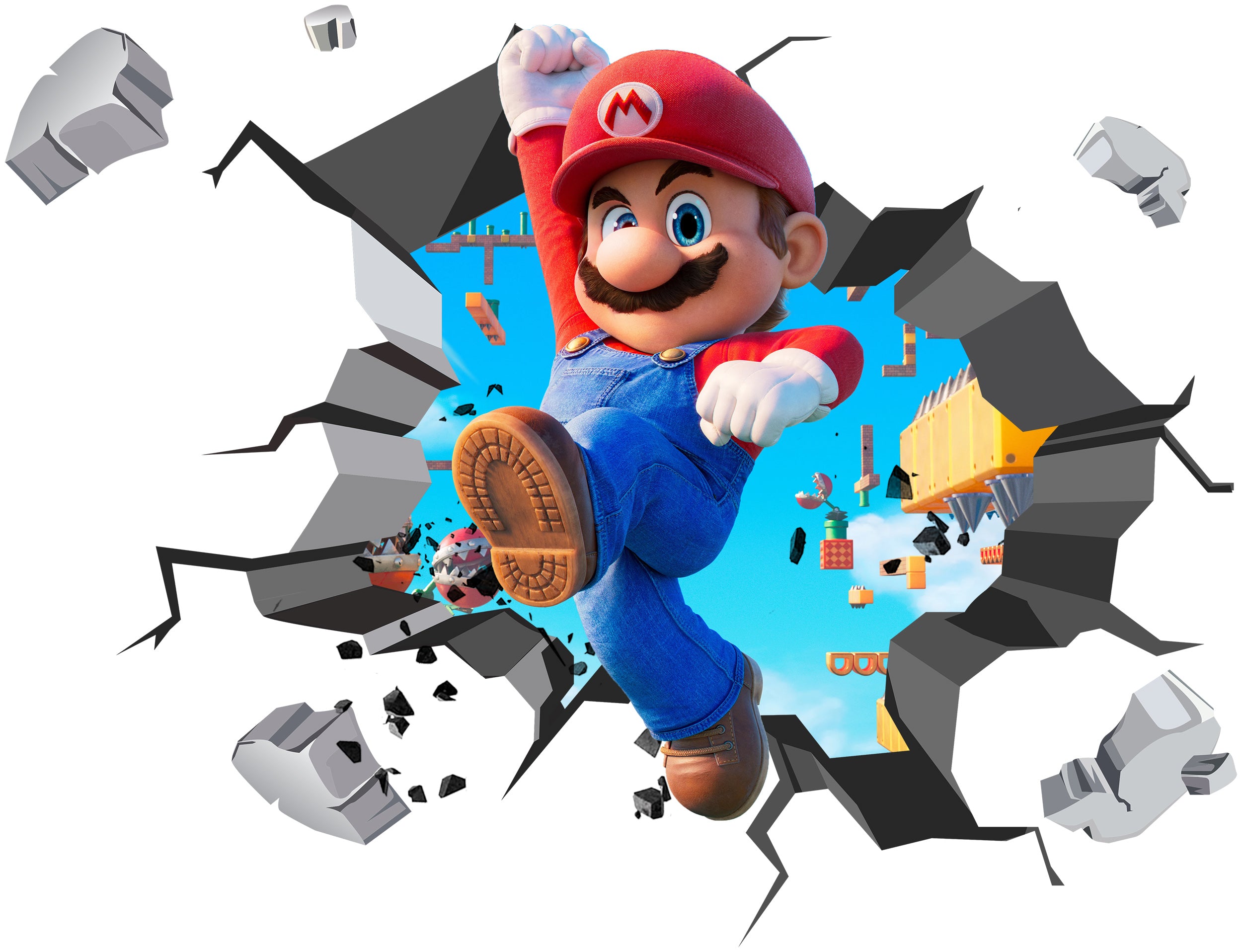 Super Mario Bros WALL EXPLOSION Decal Wall Sticker Home Decor Art Mural Kids