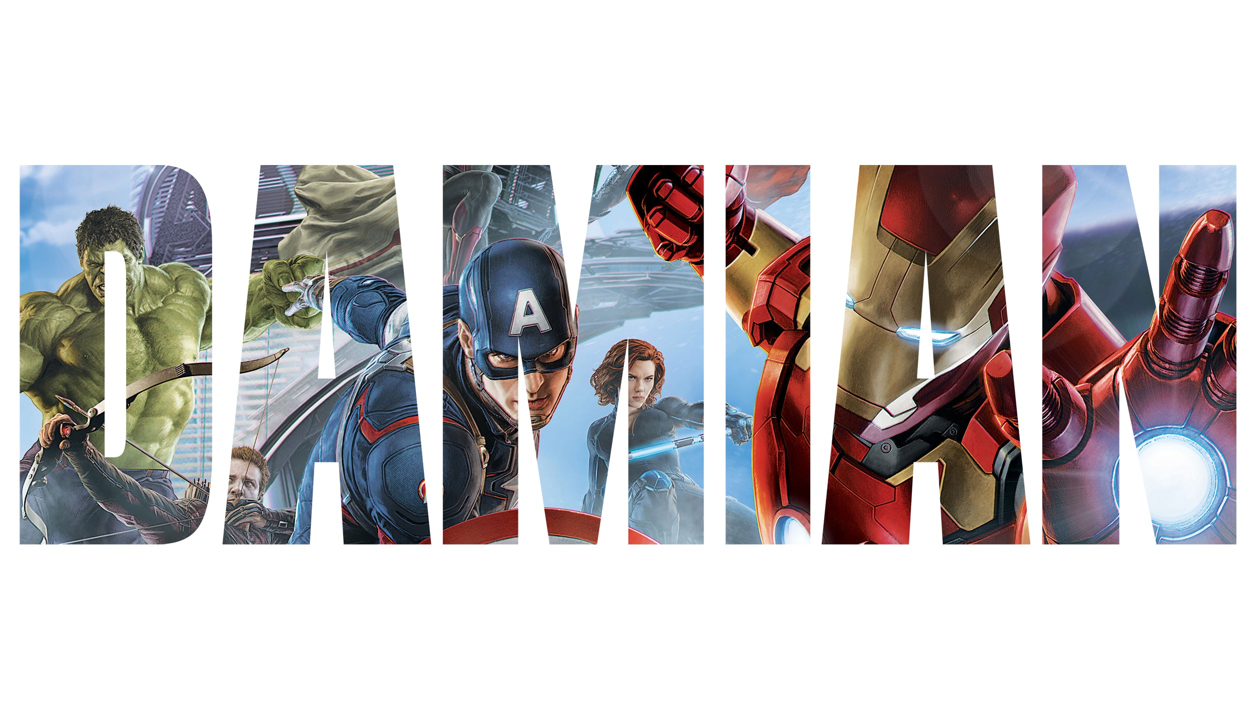 Marvel Avengers Super Heroes Personalized Custom Name Wall Sticker Decal 02