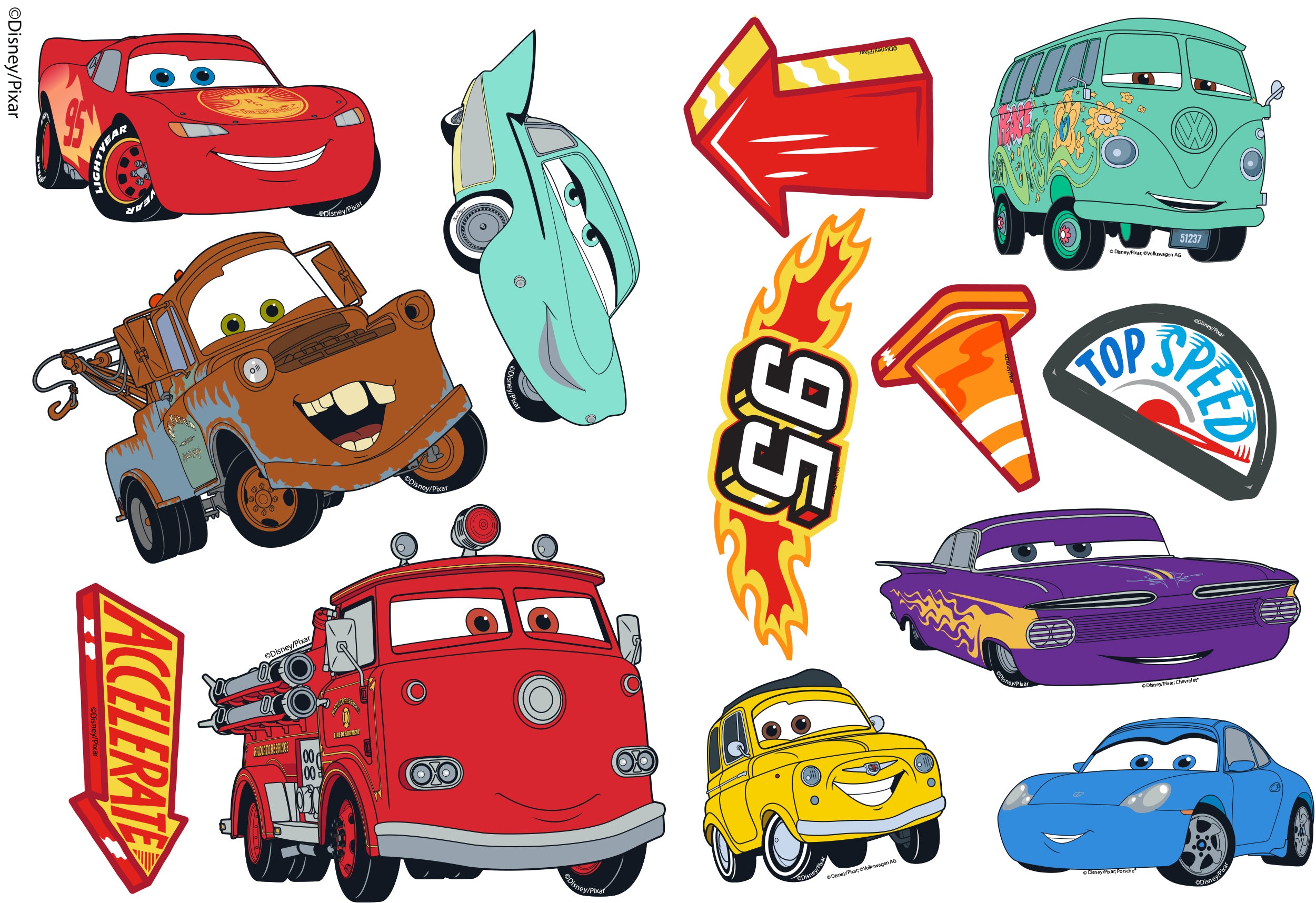 Cars Movie Lightning McQueen and Friends Wall Stickers Decals