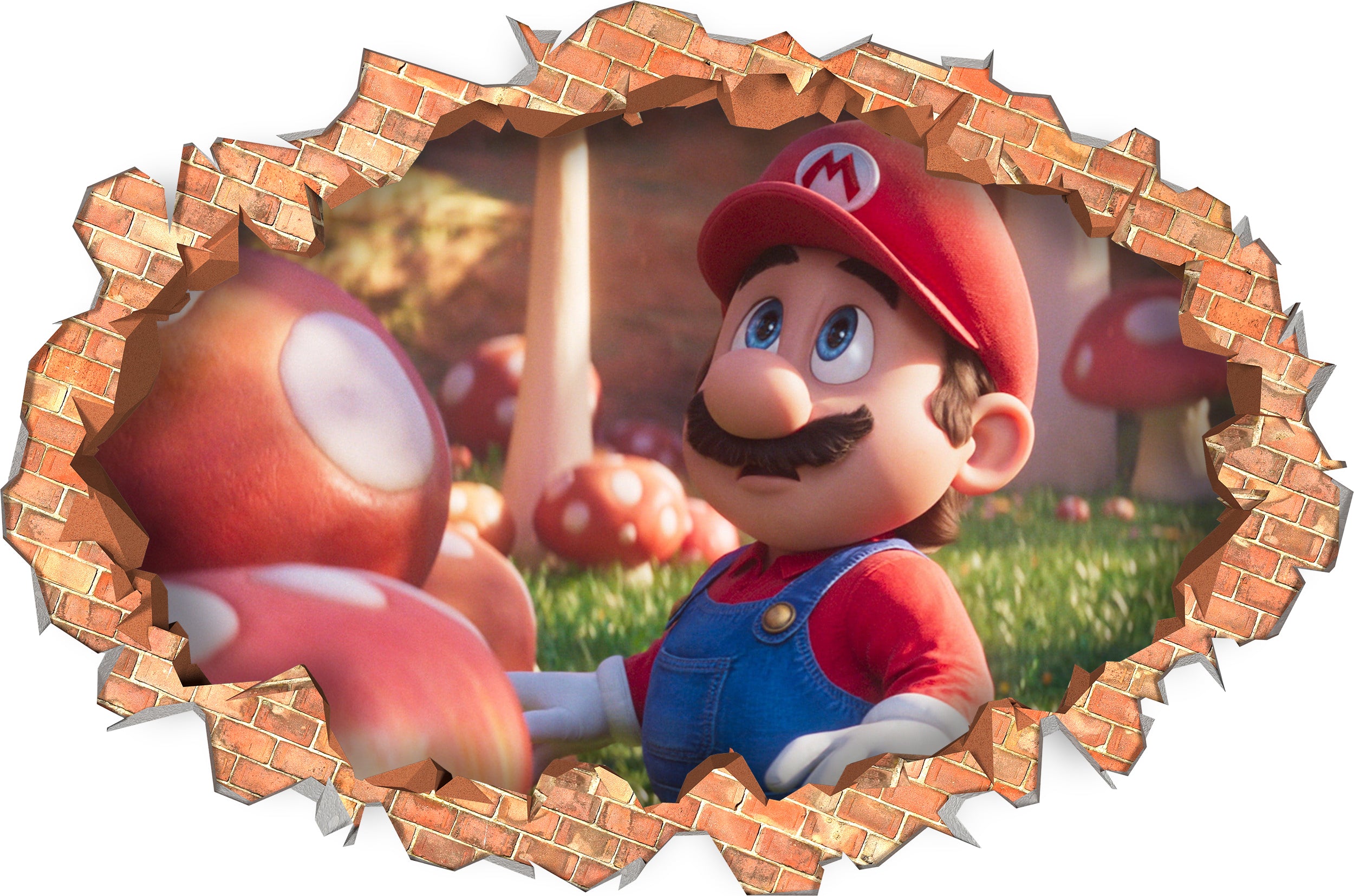Super Mario Bros Wall Sticker 3D Brick Wall Smashed Hole Effect Decal