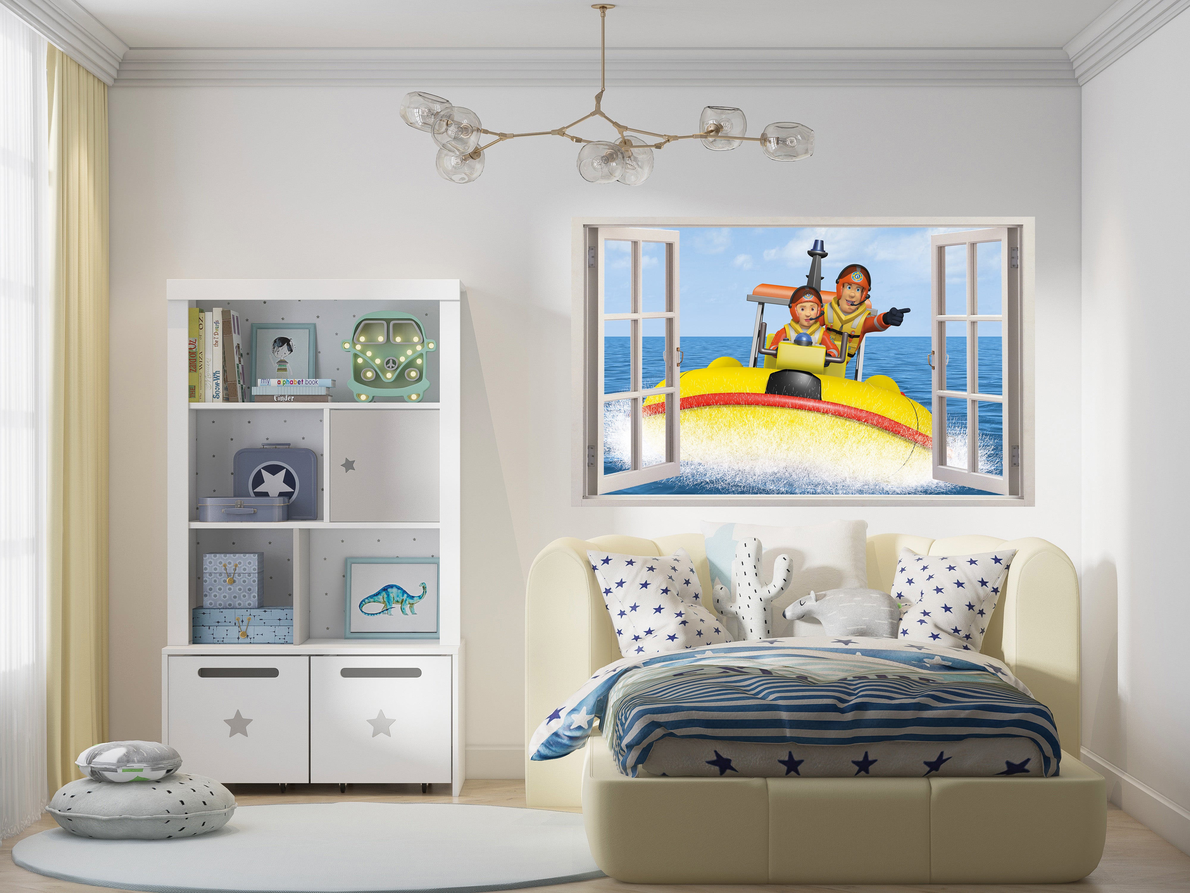 Fireman Sam 3D Window Wall Sticker Decal Home Decor Wall Art Mural